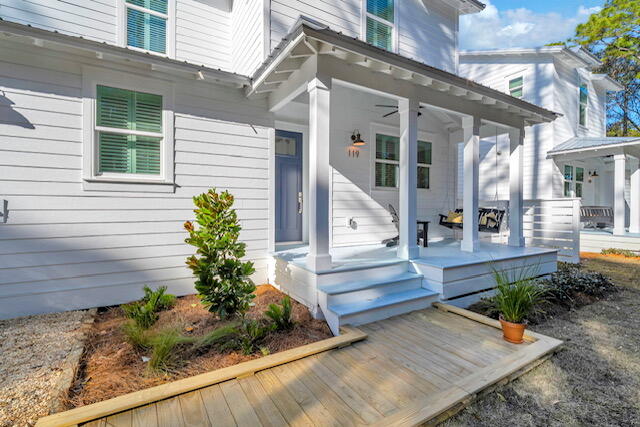New to market! This stunning new construction home in the heart of Santa Rosa Beach, Florida South Walton's premier coastal gem, celebrated by Travel + Leisure as one of America's top favorite towns. Nestled amid pristine white-sand beaches, emerald Gulf waters, and the laid-back charm of Scenic Highway 30A, this coastal-inspired rental offers the perfect blend of luxury, convenience, and nature. Step inside to an inviting, thoughtfully designed layout spanning two spacious floors. The first floor features a well-appointed mud room/laundry with convenient side entry from the carport, flowing seamlessly into an open-concept kitchen and common living space ideal for relaxing or entertaining. The expansive master suite (19'x16') includes a generous walk-in closet and a luxurious ensuite bath with a walk-in shower and double vanity. A separate guest toilet room adds extra convenience for visitors.

Upstairs, a versatile second-floor common area serves as a flexible office, lounge, or guest room, complemented by another guest toilet room. Two additional oversized bedrooms provide comfort and privacy: Bedroom #2 (20'x16') with its own ensuite bath and walk-in closet, and Bedroom #3 (22'x16') boasting the same premium ensuite setup and ample storage.

Outdoor living shines with large front and rear porches perfect for morning coffee or evening breezes. A fully covered carport includes a spacious storage room and an EV charger for eco-friendly convenience. The fully fenced backyard is surrounded by a peaceful 100' wooded buffer, offering privacy and a serene escape.

Location is unbeatable: Enjoy top-rated dining just a short stroll away Farm and Fire, North Beach Social, and The Bay are all within a 15-minute walk, delivering fresh, local flavors with bay views. Nearby amenities include Padgett Park/Community Gardens (25-min walk), South Walton High School (30-min walk), and the Walton County Dog Park (35-min walk). Quick drives get you to Publix South Walton (10 min) for groceries, Cessna Landing Boat Launch (10 min) for bay access, and the beautiful Gulf beaches just a short drive to Blue Mountain Beach public access and Grayton Beach State Park, putting sugar-white sands, turquoise waters, and stunning coastal trails easily within reach.

This home combines timeless elegance, smart functionality, and prime proximity to Santa Rosa Beach's beaches, trails, and vibrant community ideal for families, professionals, or anyone seeking the ultimate Emerald Coast lifestyle.