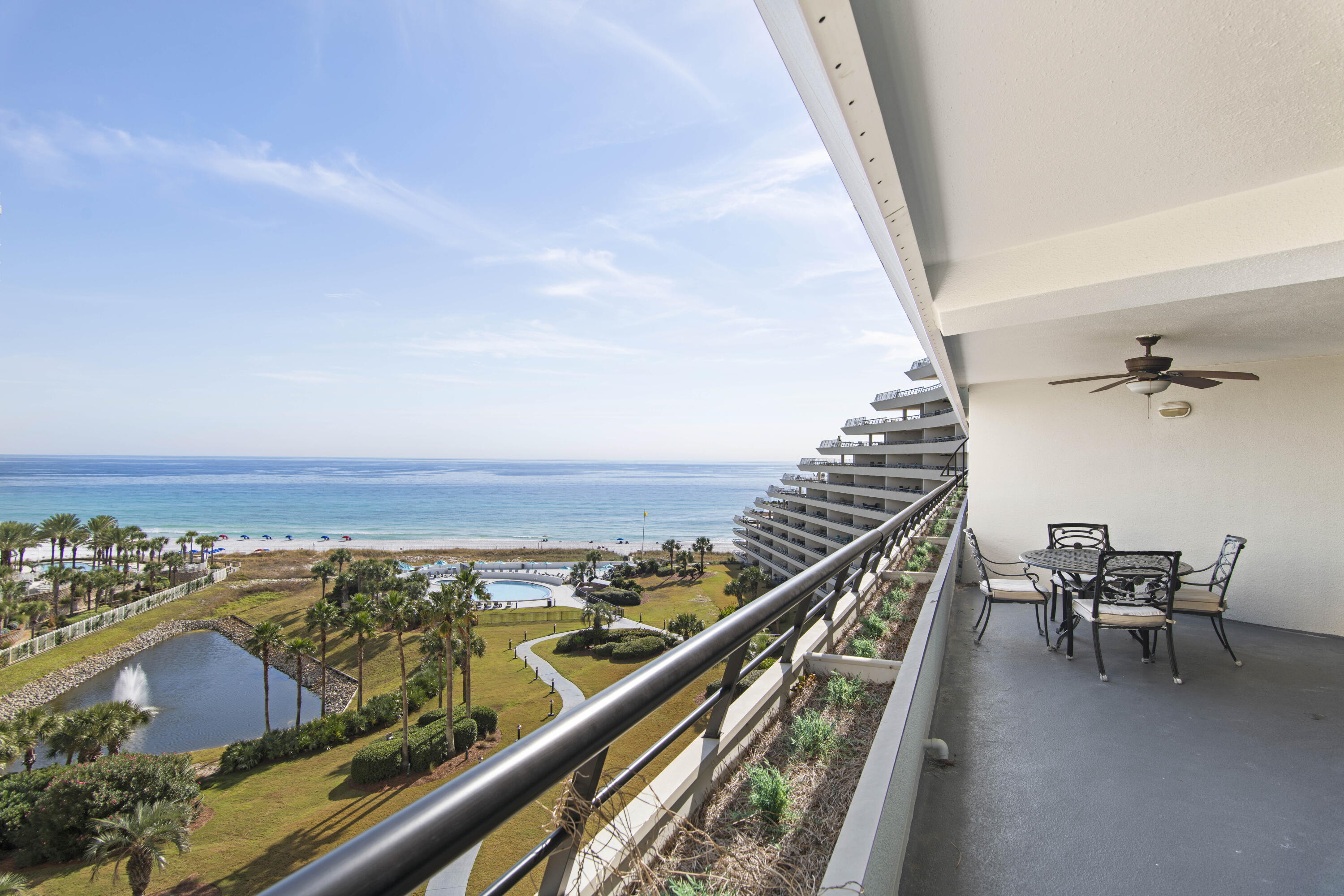 The Edgewater Condominium not only boasts the perfect location near shopping, dining, etc, but also offers top notch amenities including 425' of private beach. Unit 900 has stunning gulf views from the living, dining, kitchen & master bedroom along w/ a strong rental history. The unit was updated in 2015 to include new flooring throughout, ceilings scraped & re-finished, all doors replaced. The kitchen received a full make over w/ new appliances, countertops, step island knocked down to create flat island, backsplash added & even added a tray ceiling. Bathrooms received new countertops, mirrors, fixtures, &  in master bathroom the bathtub was removed to make way for a new beautifully custom tiled walk-in shower. SELLER WILL PAY all of remaining 2025 HOA fees w/ acceptable offer.