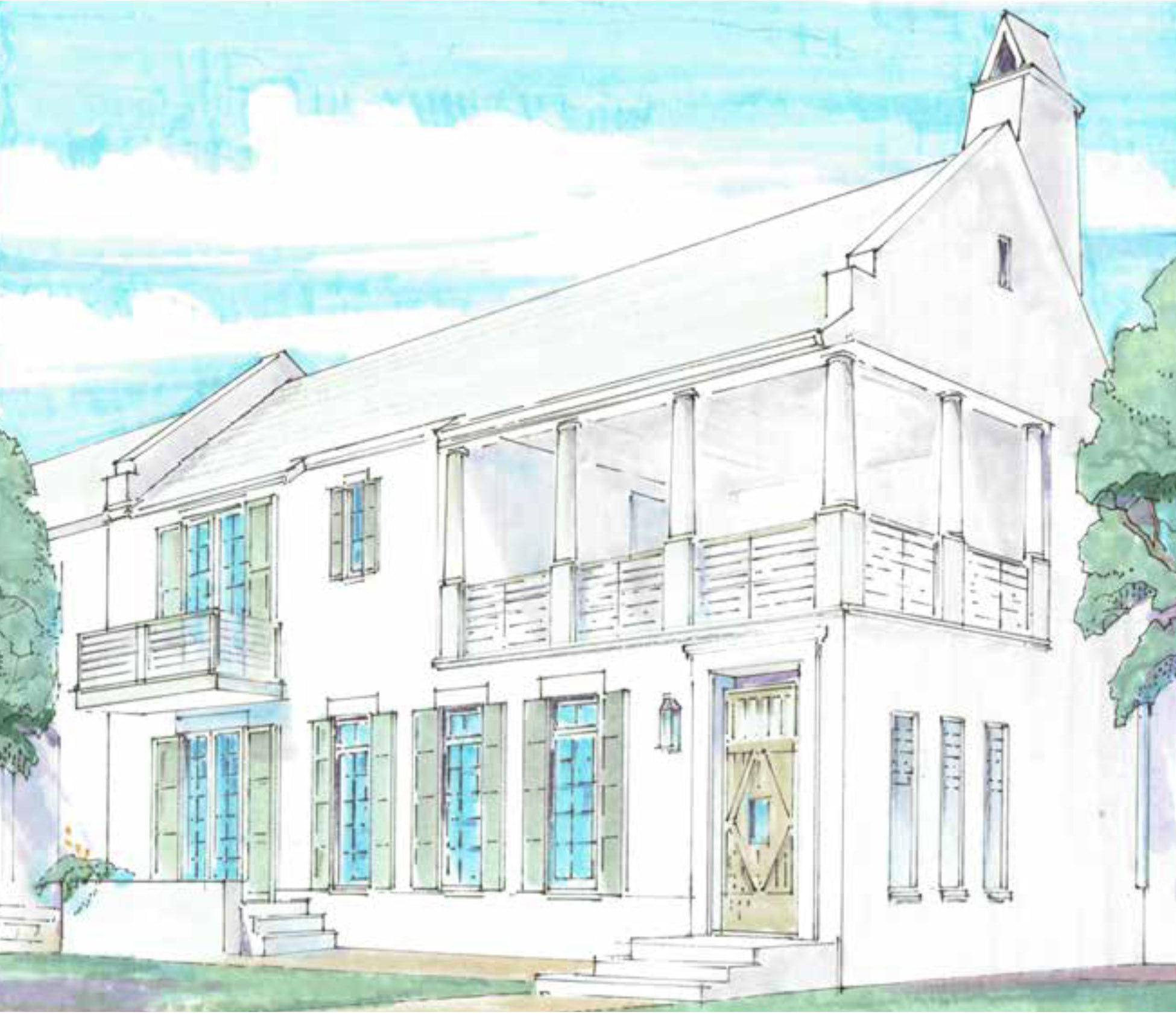 Fronting Turtle Bale Pedestrian Path, which leads directly to the Gulf of Mexico, this 4BR/4&2(.5)BA home with a two car garage embodies the best of the Alys Beach lifestyle. Designed by Christ & Associates, 25 Whalebone Alley provides a spacious living, dining, and kitchen area which surrounds and opens to the beautifully landscaped courtyard and pool.
The first-floor master bedroom has direct access to the courtyard. The second-floor introduces a gracious master bedroom and two additional guest bedrooms with en suite bathrooms. A covered second floor terrace, which overlooks the Turtle Bale Pedestrian Path and the home's private courtyard, provides a special place for entertaining and relaxation.