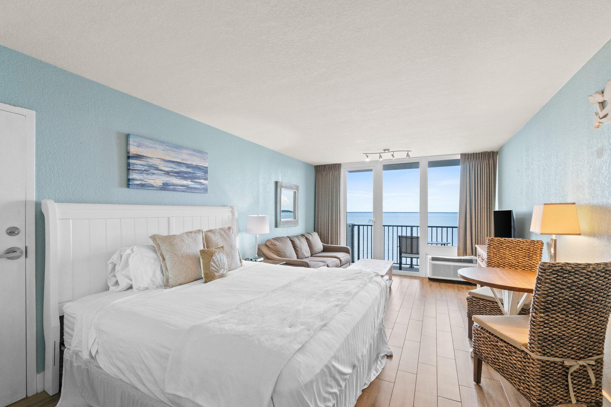 Welcome to your dream studio getaway in the heart of Sandestin® Golf and Beach Resort! Perched on the 6th floor of Bayside Condominium, this beautifully updated bay-facing studio showcases breathtaking panoramic water views, modern comforts, and unbeatable access to the resort's world-class amenities.

Bayside is perfectly positioned next to The Links Golf Course, Sunset Bay Café, a full-service salon and day spa, and the Sandestin Fitness Center—putting relaxation, recreation, dining, and wellness right at your doorstep. The building is also a favorite among Linkside Conference Center guests, making it an excellent choice for rental income. Step inside to a bright and airy open floor plan with stylish furnishings and a well-equipped kitchenette featuring a mini-fridge, sink, and microwaveideal for a vacation retreat, weekend escape, or income-producing investment property. Enjoy peaceful mornings overlooking the bay and unwind each evening on your private balcony as the sun sets over the water.

With a strong rental history and all utilities included in the association dues, this studio offers an affordable, low-maintenance opportunity for investors. Sandestin Resort spans both sides of Hwy 98 and features an underground pedestrian, bike, and golf cart tunnel for seamless access between the Gulf and Bay sides.

Experience everything Sandestin has to offer: award-winning golf, exclusive shopping, world-class dining at Baytowne Wharf and Grand Boulevard, miles of walking and biking paths, and the sugar-white beaches the Emerald Coast is known for.

This is your chance to own a turn-key bayfront retreat in one of Florida's most desirable resort destinations.
