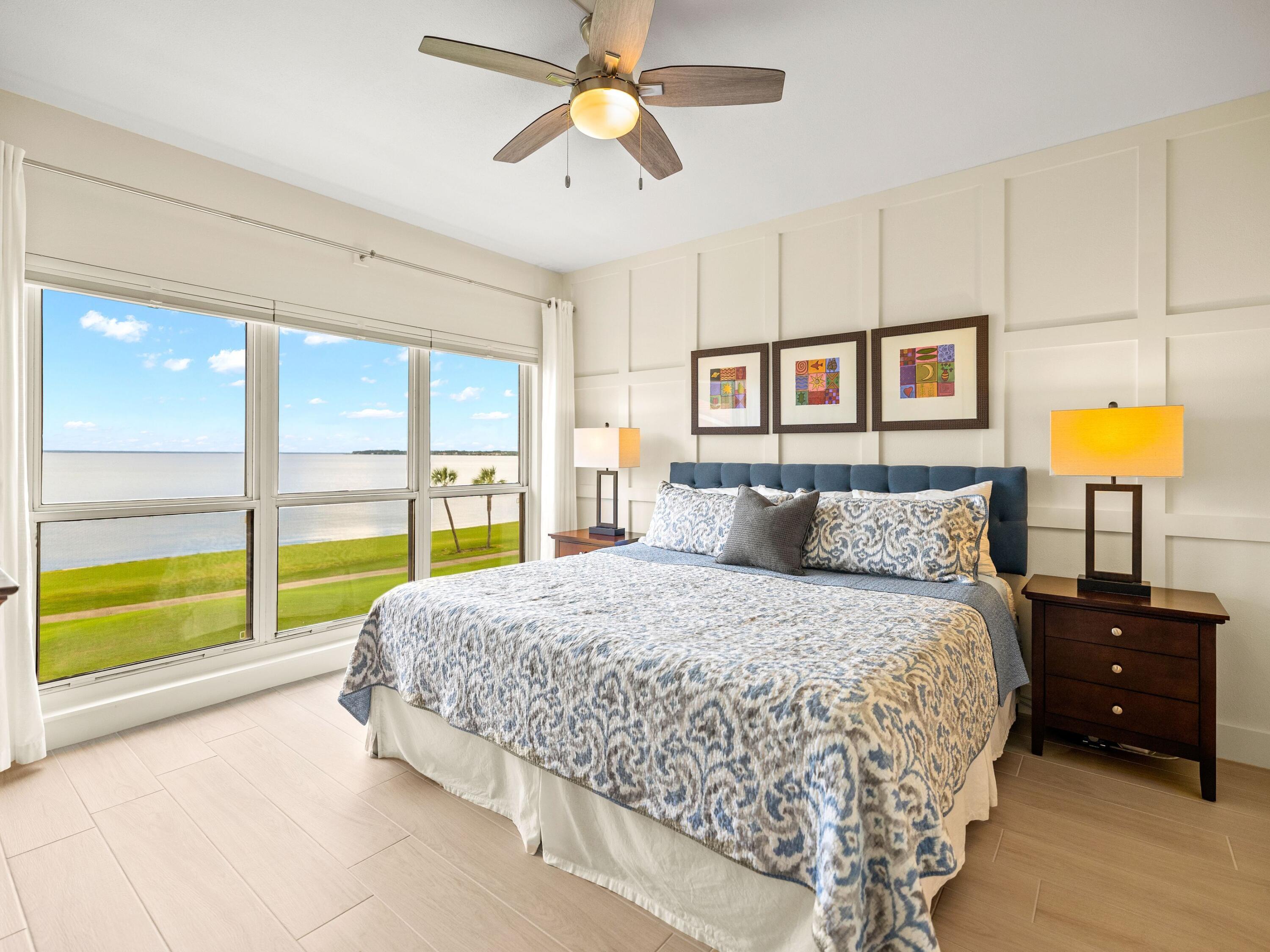 Perched on the stunning Choctawhatchee Bay, this upmarket condo with panoramic bay and golf views is one of the best in the building. It has been completely renovated with great attention to detail and offers incredible interior features. Custom accent walls, upgraded lighting, new blinds, HVAC and additional storage make this an ideal primary residence or vacation retreat. It is one of only three to have a second balcony and four additional west-facing windows, adding ample natural daylight to the living, dining and kitchen areas. New interior paint and tile flooring use a palette of soft hues to enhance the feeling of bright, airy space. The brand new kitchen wows with its stylish Shaker cabinets, quartz countertops and stainless steel GE appliances. However, it's the little extras you'll appreciate: the ultra-quiet Bosch dishwasher, extra-deep sink, under-counter lighting and fun tile backsplash. Balconies and floor-to-ceiling windows deliver outstanding bay views from dawn to sunset. Enjoy alfresco dining in the balmy bay breezes and linger to enjoy the fireworks displays over the bay. The main bedroom enjoys bay and golf course views and an immaculate en suite bathroom behind a sleek barn door. Keep an eye open for dolphins, ospreys and diving pelicans as well as fishing boats, kayaks and paddleboarders. Players Club is well maintained with a new elevator (2021) and a steel metal tile roof to withstand category 5 wind speeds. It's part of ongoing exterior renovations including new paintwork and landscaping. Residents of this 28-unit condo have deeded garage parking and storage on the ground floor with four further levels of accommodation taking full advantage of the bayside location. There's a communal patio for gatherings and a shared private pool when you opt for a cooling swim. With four golf courses, a marina, tennis, restaurants and a private beach nearby, this condo will quickly find a new owner. Sandestin is Florida's elite resort, providing a variety of amenities including four championship golf courses, a world-class tennis center, and 98-slip marina, making this the perfect home for indulging in boating, fishing, and recreational activities. For true golf cart community living, Grand Boulevard is just a few minutes away, providing access to additional shopping, restaurants and entertainment.