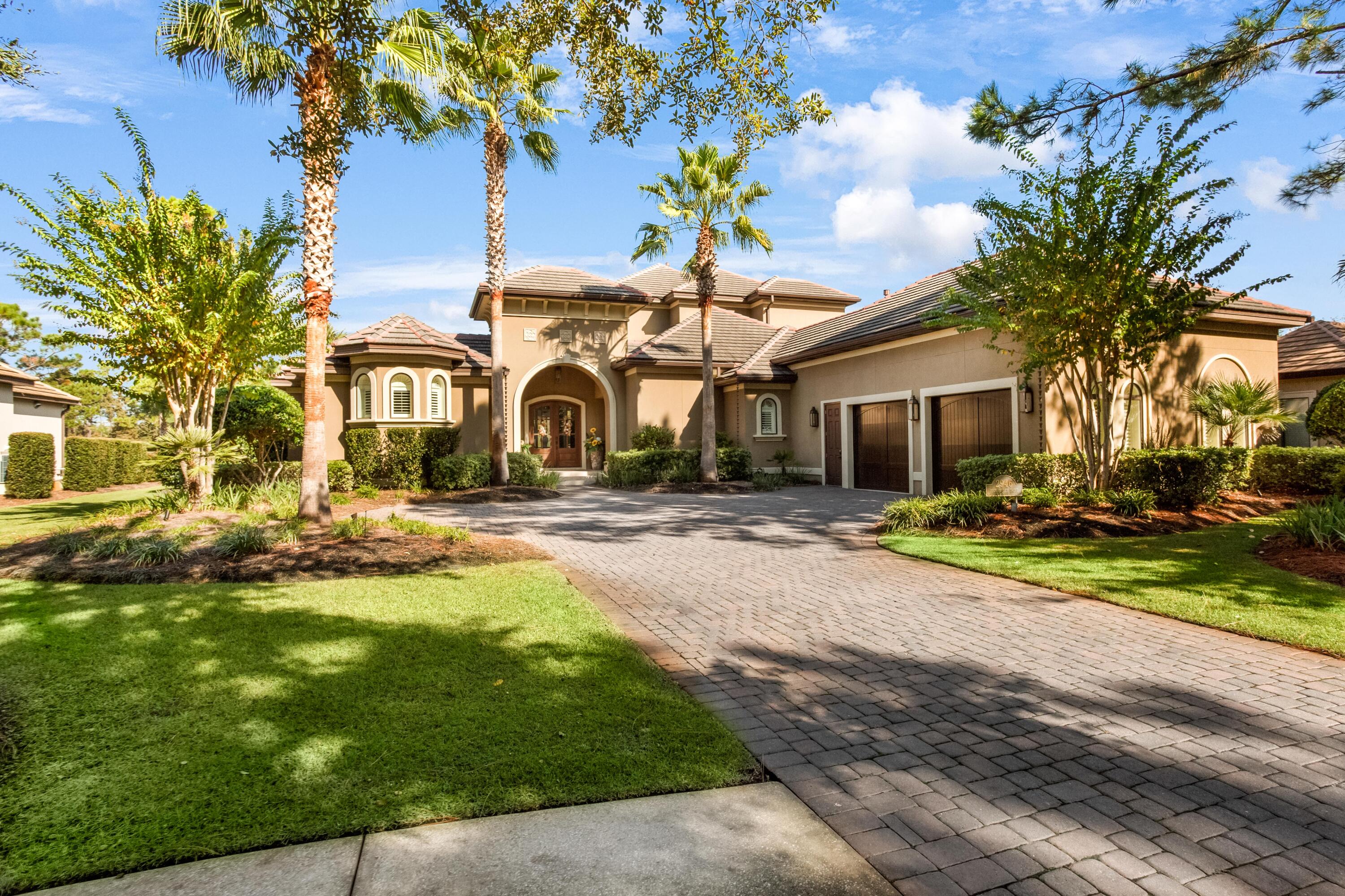 Situated on the 5th fairway of the Burnt Pine Golf Course, this meticulously kept Burnt Pine home greets you immediately with its great curb appeal and lush landscaping. Once you enter the foyer you are welcomed with serene views of the pool, water feature and golf course.  This 4-bedroom, 4.5-bathroom contemporary home features a split floor plan and open living space. The gourmet kitchen features inspiring counter space and premium Wolf & KitchenAid appliances. A practical L-shape configuration, breakfast bar and separate island allow for tons of functionality and storage in this kitchen. Open to the kitchen are the dining room and family room which make for great entertaining. The living room features a gas fireplace, built ins and electric retractable blinds for privacy. Two walls of the living room feature recessed sliding glass doors that open to the screened lanai, featuring a pool, sitting area with gas fireplace and summer kitchen providing an indoor to outdoor living space.

The main-floor primary bedroom is a perfect place to retreat at the end of the day while listening to the waterfall in the pool. This space features a sitting area overlooking the pool, a private door leading to the screened in lanai and two walk in closets with beautifully crafted built ins. The private and spacious bathroom include(s) a walk-in shower, separate soaking tub, water closet, & double vanity. 

The second level features two ensuite bedrooms, each with access to a generous sized covered balcony overlooking the Burnt Pine Golf Course & lake. 

In addition to the main living area, an oversized attached garage can fit two vehicles as well as a golf cart. The four-seater Club Car golf cart conveys with purchase of the property. Look over the Updates sheet in the Documents to find the many features of this home including a Sonos system on the main level, Google Nest cameras in the pool, great room, front door and a Google Nest Hub just to name a few.

As an introduction to the Sandestin lifestyle, we invite our new owners to explore amenities that make Sandestin special. The listing brokerage and seller(s) are presenting the buyer(s) of this property with (2) 90-minute rounds of Tennis court time, a golf foursome at one of our three championship courses, and a round of golf for up to four (4) players at the unrivaled Burnt Pine Golf Club.

Sandestin Golf and Beach Resort features more than seven miles of beaches and pristine bay front, four championship golf courses, 15 world-class tennis courts, a 226-slip marina, a fitness center, spa and celebrity chef dining. Shop, dine and play at the charming pedestrian village, The Village of Baytowne Wharf and more. Inside the gates of the resort, residents enjoy a balanced lifestyle of high-class living, spanning the 2,400 acres from the beach to the bay. Everything within the gates of the resort is accessible by golf cart or bicycle. The entire resort is interconnected by miles of pedestrian, bike and golf cart paths that weave through groves of live oaks, meandering past natural lagoons, fountains, man-made lakes, and meticulously landscaped fairways.