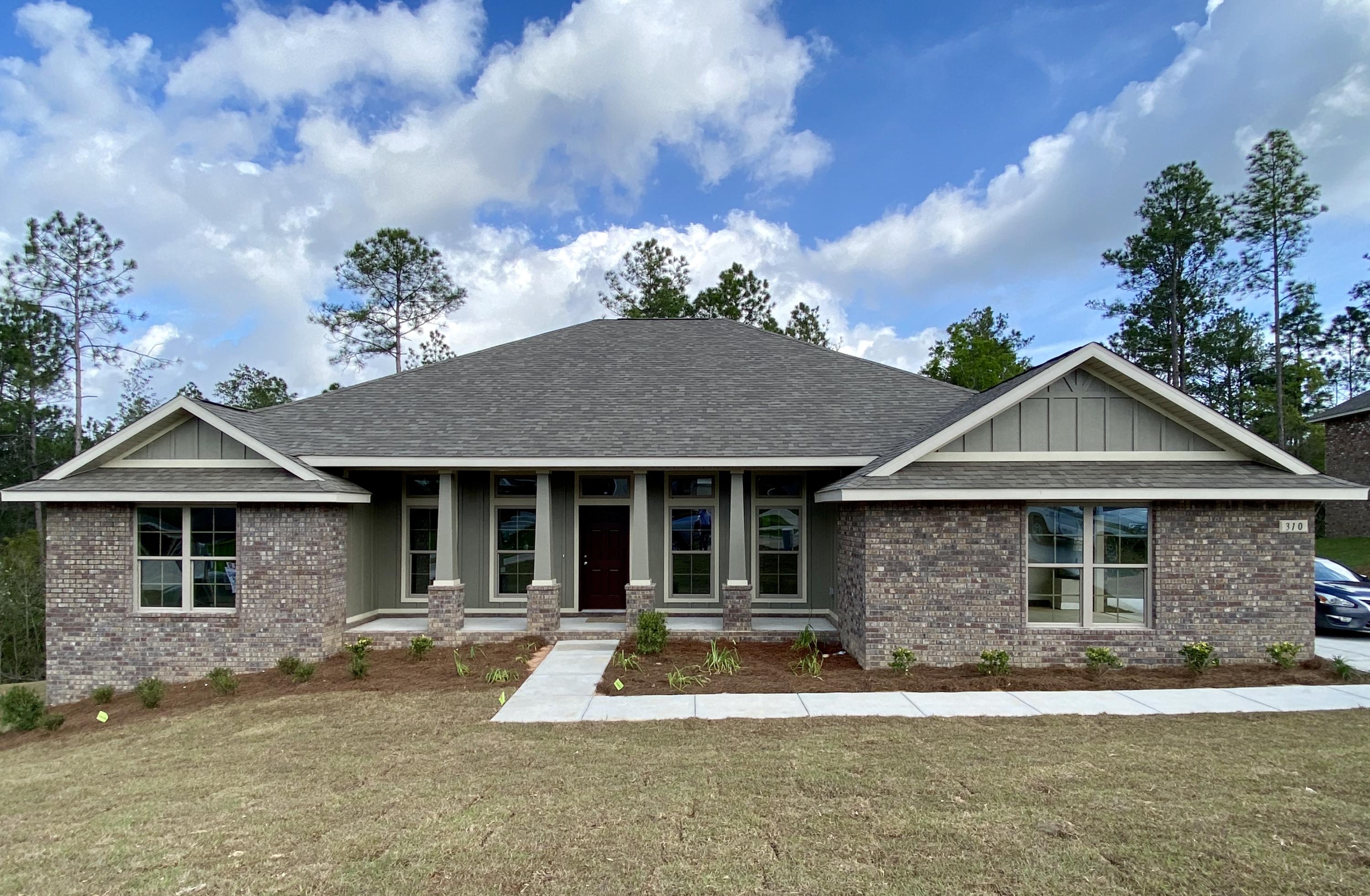 This 2623sqft home features a side-entry Garage with extended driveway space, and a Covered Porch overlooking a private backyard with convenient Bathroom access from the Porch. The split design keeps the Master Suite on one side of the home, with 3 more bedrooms on their own hallway opposite the Master Suite. The Master Bath features a full tiled shower, his-and-hers walk-in closets, double-vanity, and Garden Tub. The Kitchen looks into the Great Room and has granite countertops, custom-made cabinetry, abundant lighting, and a large pantry. This popular plan also has a large front porch, and an automated sprinkler system is included for easy yard-maintenance. Fox Valley is a popular subdivision with sewer, sidewalks, streetlights, and a community park and playground, and it offers easier access to military bases via PJ Adams Pkwy to by-pass traffic. Thomas Homes was the winner of multiple Parade of Homes awards in 2017, and has been claim-free since 1993!