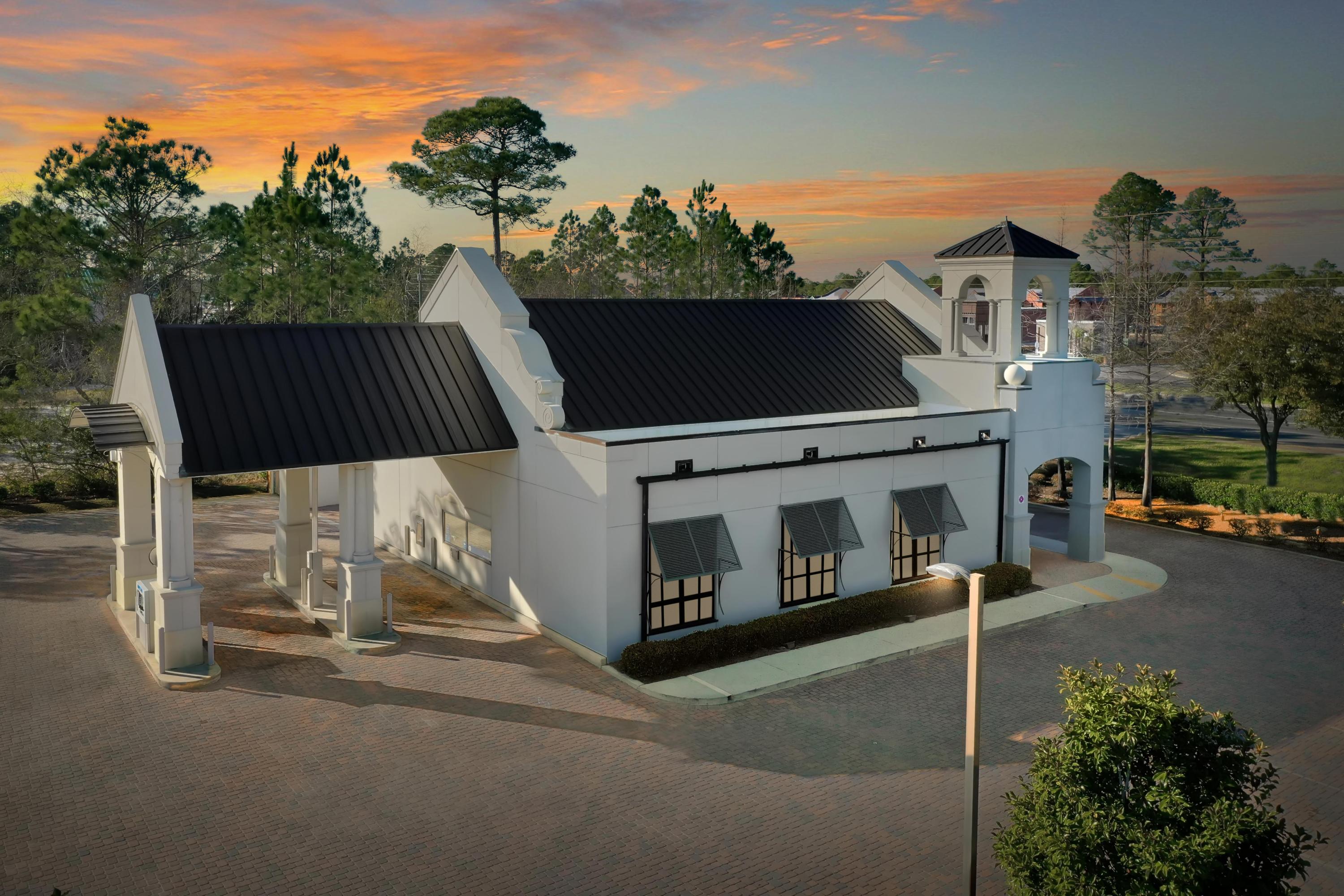 Superb hard corner at a signalized intersection, offering a magnificent second generation, turn-key bank building with drive-through lanes in the heart of South Walton County, Florida. The highly visible site and architecturally magnificent building (approximately 2,500 SF; constructed in 2005, while a major renovation occurred in 2020) commands the attention by nearly 40,000 vehicles daily. The most favored zoning of Village-Mixed Use broadens the host of potential uses. The approximate .86-acre site plan accommodates (14) car parking spaces; (1) space being handicap. The owner will entertain a Sale or Lease/Purchase. Please inquire for further details.