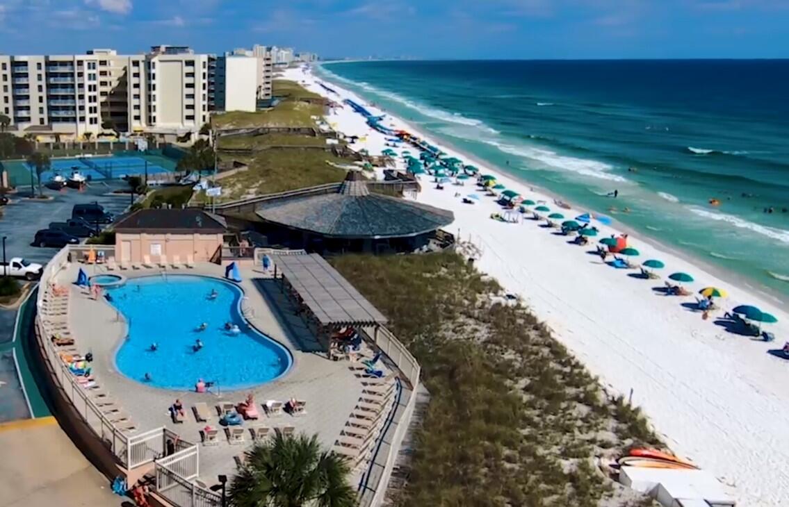 7-8 month lease preferred. Rent includes: Furnished condo, electricity, Wi-Fi, Direct TV (3 TVs), water, trash, pest control, gated security, resort pool, hot tub, 900' of beach access, tennis/pickleball/shuffle board courts, gym and more. New in-unit washer and dryer. Bring your bedding and clothes and move-in. 

Jetty East is a premier location with resort amenities . This unit faces west with spectacular sunsets and front row views of Destin Harbor fireworks. 

Periodic entry for pest control. Tenant must comply with all area regulations/rules. 2 unreserved uncovered parking spaces (vehicles only). Offsite PO Box required for mail delivery. Contact info will be shared for emergency purposes. Area is high priority evacuation zone and power can be shut off in advance of storms. Condo furnishings include:
Living area includes Queen sleeper sofa, loveseat, coffee/side tables, Smart TV, and dining table. Entry to outside balcony with jetty, East Pass, and sunset views.
Primary bedroom has King bed, TV, dresser and night stand. Entry to outside balcony.
Guest bedroom includes two Full mattress/box spring beds, dresser, night stand and TV. 
Bedding (sheets, pillows, etc.) is not included.

Kitchen has frig, oven/stove top, microwave, and counter. Small appliances and utensils/cookware available if requested.

$55 Application fee. $20 Admin fee.