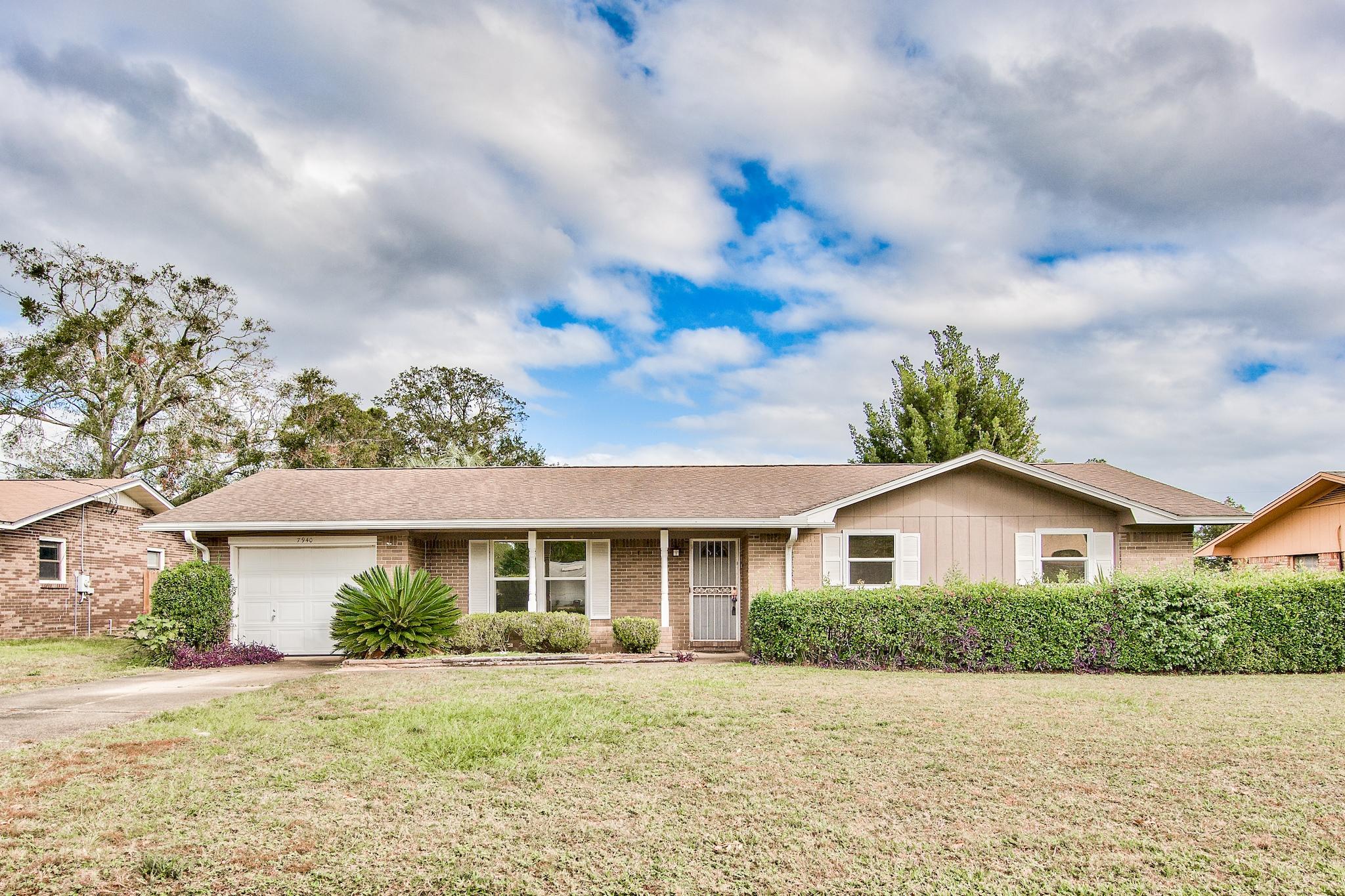 BACK ON THE MARKET at no fault to the seller. This adorable brick home is ready for new ownership! Perfect for the first time home buyer or investor, this property features 3 bedrooms, 2 baths, garage and pool. Upon entry, you will find the spacious living room to the left with dining room and kitchen situated straight ahead. The kitchen features updated cabinets and countertops with breakfast bar. The dining area opens up to a wonderful screened in patio that overlooks the sparkling pool, lush trees and fully fenced backyard. All 3 bedrooms are just down the hall to the right with a conveniently located guest bath and large master bedroom with en suite bath. Having been cared for by one owner its entire life, this home is ready for a new family to make memories.