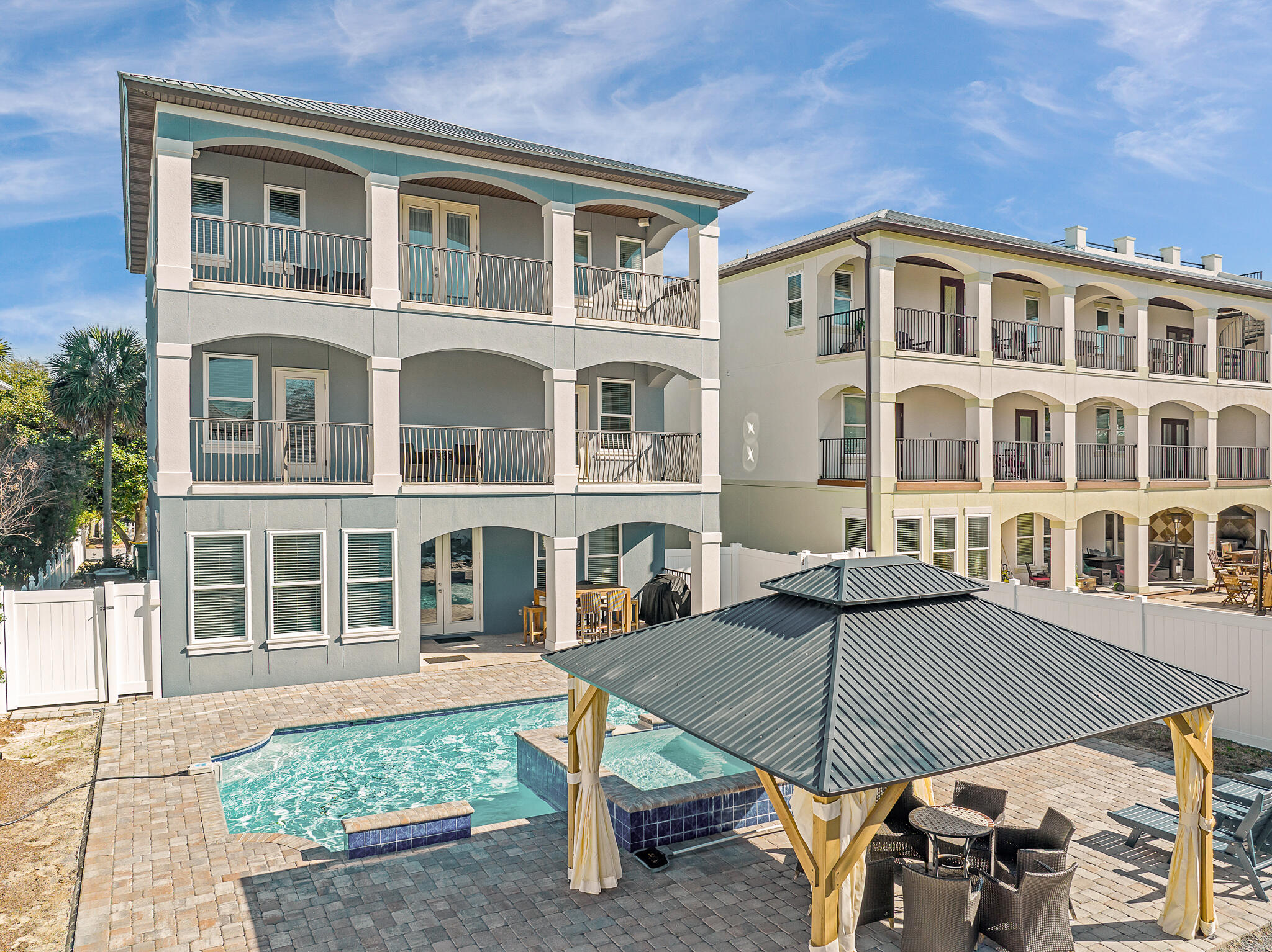 MOTIVATED SELLER!!! 
Seller is offering creative financing. 

Spacious and thoughtfully updated, this beach home is located in the highly sought-after Crystal Beach community of Destin, Florida, just half a block from the beach. Offering approximately 4,100 square feet, this 9-bedroom, 6 bath, which includes 2 Jack-and-Jills and an elevator servicing all levels. The home is designed for both comfort and performance as a strong income-producing rental or exceptional second home.
The open-concept main living area on the first floor features a large kitchen and living space with abundant seating, ideal for hosting groups and gatherings. The home has been professionally designed and decorated, with new flooring throughout, extensive trim and crown molding in every room, and complete interior and exterior paint completed in 2024. The kitchen and bathrooms were remodeled in 2025, adding modern finishes and functionality.
Outdoor living is a highlight, featuring an upscale pool and spa added in 2024, along with a newly added gazebo, lighting, and furnishing; perfect for relaxing after a day at the beach. The second floor offers an additional sitting area, and the home includes over 800 square feet of porches, extending the living space outdoors. All bedrooms are generously sized, including an expansive primary suite with a large en-suite bathroom and a private washer and dryer located within the primary closet. With its prime location, substantial updates, and strong rental appeal, this property presents an outstanding opportunity in one of Destin's most popular beachside neighborhoods.