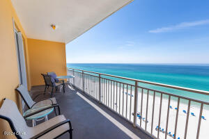 GULF FRONT master bedroom, gorgeous views from the living room, dining area and kitchen. Sterling Reef has an ideal location in Panama City Beach, only steps to Shipwreck Island Water Park and within walking distance of the fishing pier! Come see this super cute condo; located on the perfect floor height to take advantage of the gulf views of the Emerald Coast's sandy white beaches and emerald green waters. Sterling Reef features many amenities including a bi-level pool (heated in the winter), fitness center overlooking the pool and beach area, grilling area on the terrace, Owner's Room with flatscreen TV, and convenient covered parking right under your building. Call today to make this your new vacation home or rental investment at the beach!