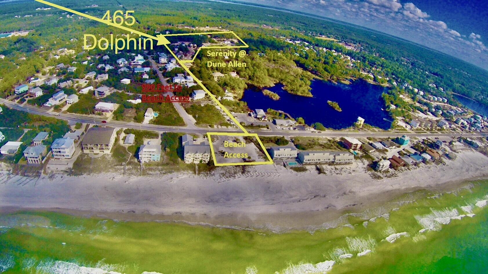 This 4 bedroom, 3.5 bathroom coastal cottage is a treasure with ($80,000+/-rental projection) and a short stroll or golf cart ride to the public beach access nearby. Built in 2018, the house is located in Serenity at Dune Allen, which is a new community near Stinky's Fish Camp on the western end of 30A. The first floor boasts a master suite, open concept living and dining room, fully equipped kitchen with an island for entertaining, and a side entrance mud room, complete with an outside shower. The master bathroom includes a walk-in rainfall shower and soaking tub. The second floor boasts a second master suite, two queen bedrooms and a large loft area with bunk beds. The third full bathroom on the second floor has a shower/tub combo and is conveniently located by both queen bedrooms. The community has a lovely pool with lounge chairs to enjoy after a day at the beach.