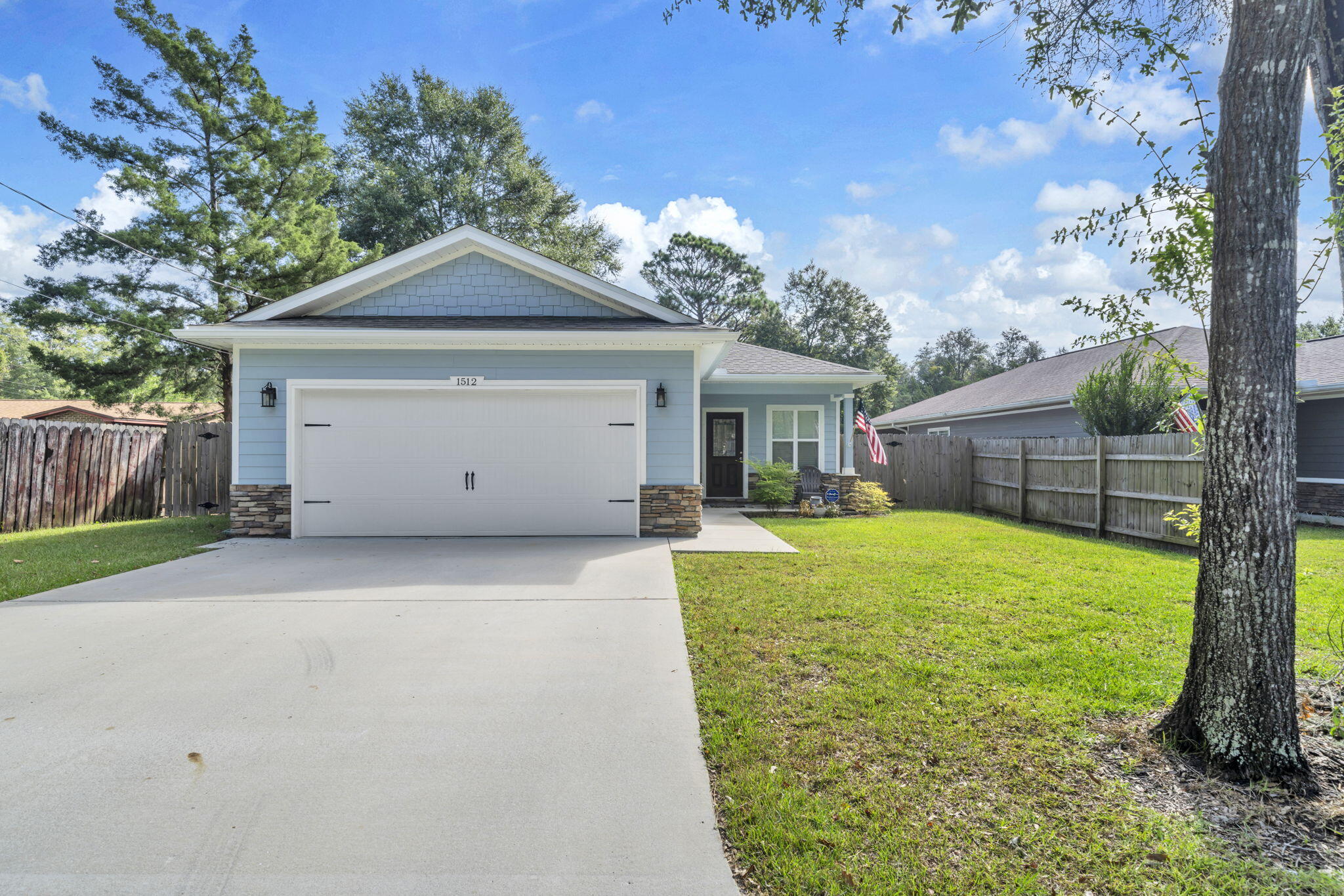 Welcome home to this exceptional 2020 build located in Fort Walton Beach. This 3 bedroom 2 bath Crafstman home has an open floor concept, split bedroom floorplan with spacious living areas and bedrooms. The interior offers granite countertops in the kitchen, cultured marble in bathrooms, stainless steel appliances, raised ceilings and a gas fireplace. The primary bedroom and bathroom offer a walk-in closet, double vanity, separate shower and bathtub. Upon entering the house from the garage, there is a mud-room area and indoor laundry room. The exterior offers a covered backporch, a covered front porch, boat/rv parking, a shed, fenced backyard, back exterior access for parking and more! The property offers enough space to add a pool at your desire. This home is within close proximity to Eglin Air Force Base, the backgate to Hurlburt Field, surrounding area shopping, dining and more!