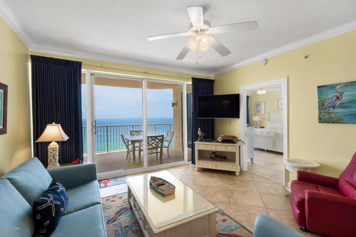 BEST OF THE BEST IN BOARDWALK BEACH RESORT! TYPE BB FLOOR-PLAN LIVES LIKE A 3BR! This one of a kind property conjures up images of sun-splashed days of swimming, biking, and relaxing. It lives like a beach house but comes with all the benefits of owning a condo. Hard surface flooring throughout and conveys with luxurious furnishings, window treatments, and artwork that welcome you to lie back, relax, and enjoy panoramic views of the pool, beach and ocean. Open floor-plan and 9' ceilings allow for fabulous Gulf and sunset views from balcony, living room, dining room, kitchen, & master suite providing the ultimate alfresco living and entertaining environment! Sunset views from the generous, private, balcony are a perfect end to a sunny day and beginning to an exciting evening.