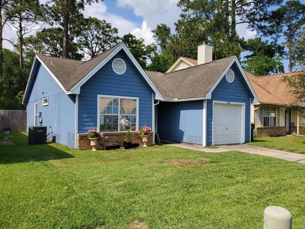 Perfect location! between Eglin and Hurlburt AFB. 3/2 Split bedroom plan with living room dining room combination. New roof June 2023. Vaulted ceiling makes this a great open and airy space. Wood burning fireplace.   Kitchen is open to dining area. Fenced back yard that backs to the reservation so no neighbors in the back. One car garage.