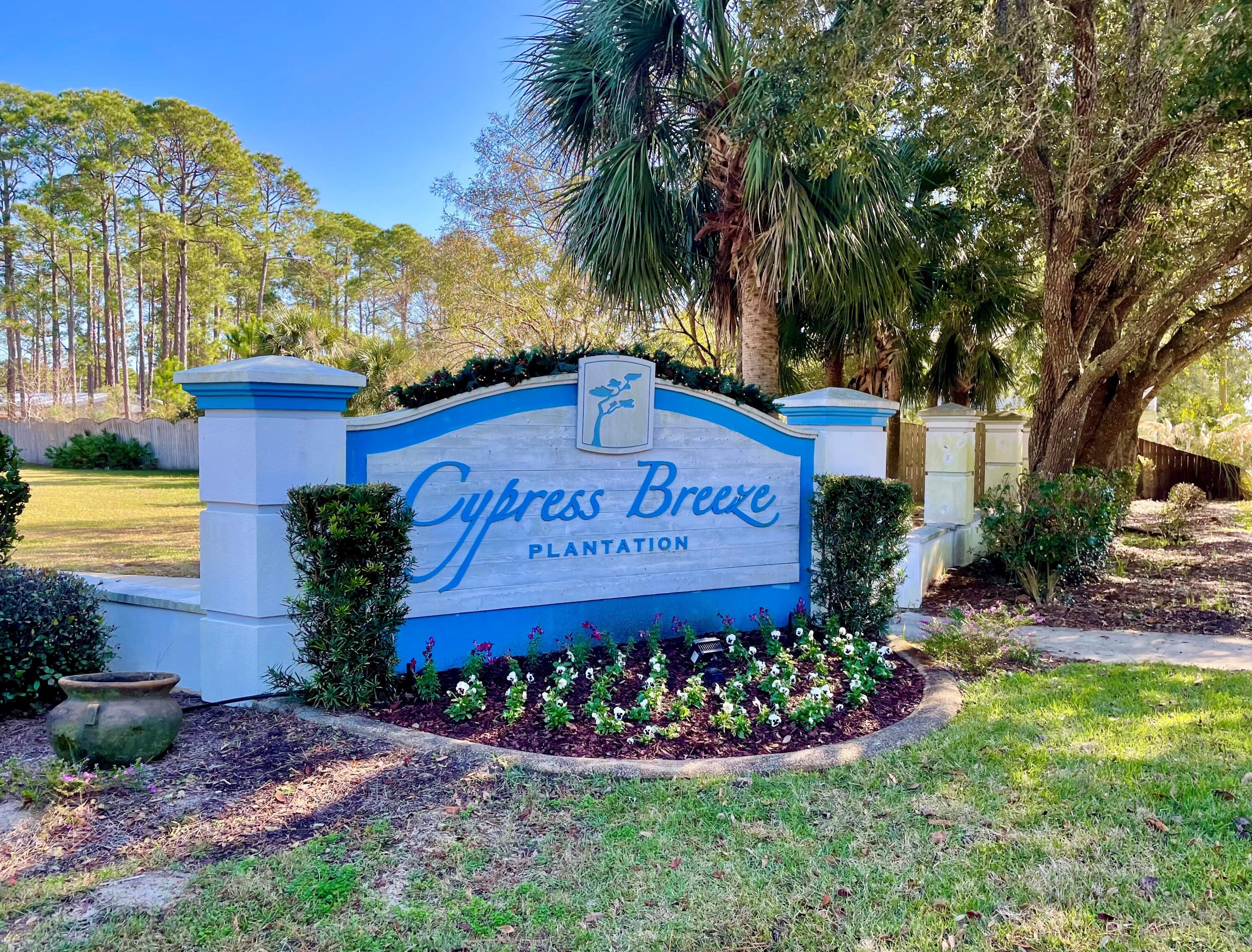 Rare find .49 acre lot in Cypress Breeze Plantation. This Beautiful lot has peaceful conservation preserve on the east side and rear of property. The ammenities include a magnificent 3-tiered lagoon- style pool with waterfalls.  Located just a short walk or golf cart ride to Gulf Place and the beautiful beaches of 30A., restaurants and shopping.