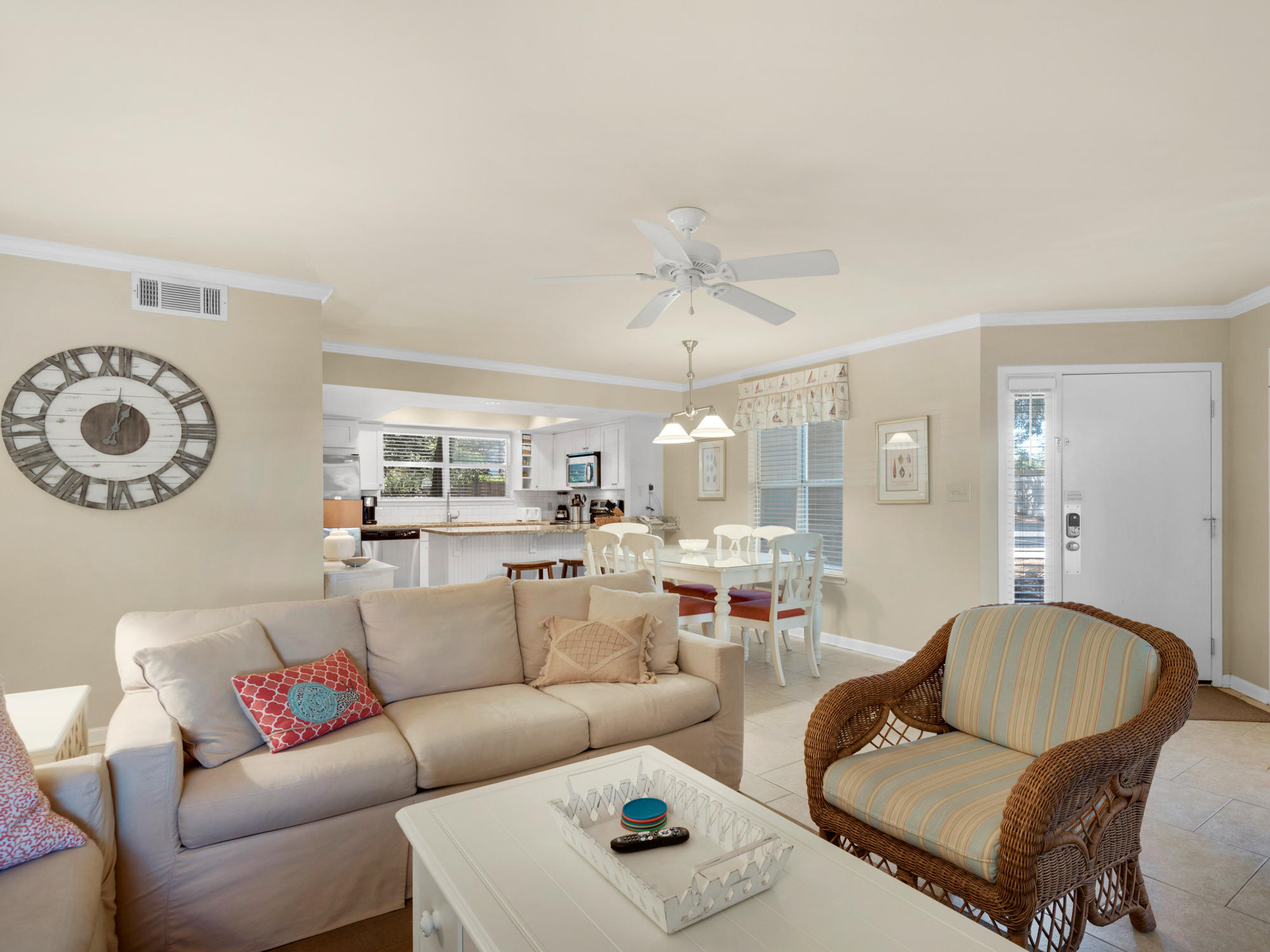 Check out the beautifully upgraded, highly sought after, first floor, two bedroom, two bath
Carolina cottage nestled within the gated private community of Hidden Dunes Beach & Tennis
Resort! Steps away from one of the two beautiful pools that the community has to offer, this
charming cottage makes for a perfect year round, seasonal home or a potential income producing
property with a strong rental history. The updated kitchen features beautiful granite counter tops,
high end stainless steel appliances and a space that is perfect for dining and entertaining. Elegant
renovations include remodeled bedrooms with shiplap, upgraded floor tile, new paint and
furnishings, as well as a new HVAC unit installed in March 2019. This peaceful property has a
spacious screened in porch with a view of the pool, spectacular for outdoor entertainment.
Gracious amenities include: 500 feet of deeded beach access, six tennis courts, two luxurious
community pools, private clubhouse, basketball court, and free tram service to the beach during
peak season. Hidden Dunes Beach & Tennis Resort is the perfect getaway for buyers looking for
a peaceful and relaxing retreat along the sugar white shores of the Gulf.