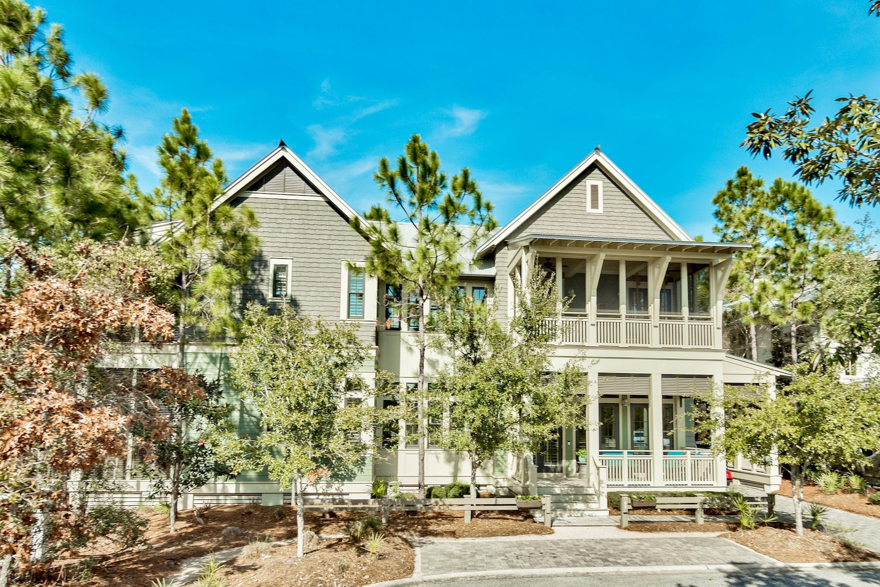 Built by award winning architect Geoff Chick and John Brown of Gulfview Construction, this lavish home boasts stunning details, impeccable finishes and a prime location in WaterColor. Over 3,100 square feet of open living space, an expansive four bedroom design and a large bonus family area with a private office provides guests and residents with ample room for entertaining. Luxe finishes such as stone tile and hardwood flooring, raised wood beamed and vaulted ceilings, shiplap walls, a gourmet kitchen with custom cabinetry, a breakfast bar and screened private porches complete this coastal home. The main level master suite offers a large open living space with a private screened porch, a master bath with dual vanities, a steam tile shower and a large soaking tub. 

This beach cottage is located in perhaps one of the best areas in the community due to its proximity to Camp WaterColor, its expansive heated pool and access to all of the local shopping and dining.