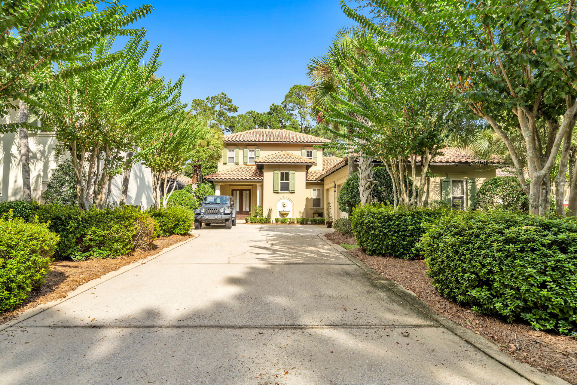 Impeccably remodelled Tuscan style home with a pool and hot tub nestled inside the quaint neighborhood of Vineyard within Sandestin.  Upgraded bathrooms and kitchen with gorgeous cabinetry, countertops and backsplash adorned with designer lighting.  Fabulous chandeliers scattered throughout the home add flair and style!  Light colored wide plank hardwood floors meander throughout the living area and bedrooms.  Master bedroom features a private sitting room with access to the pool and hot tub.  New tankless water heater, all new pool equipment, and two new AC units.  Sandestin amenities include private deeded beach access, several community pools, free shuttle, 2 world renowned golf courses, fully operating tennis facility, a marina, Baytowne with shopping, restaurants and concert area, and miles and miles of nature trails for walking and riding bikes.