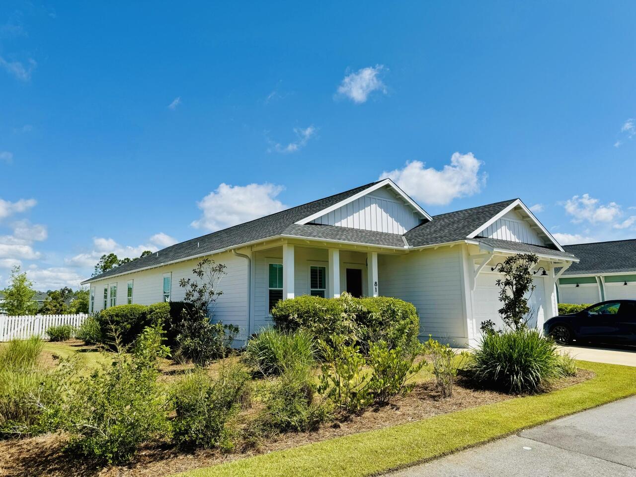 Newer-built, one-level home in Watersound Origins, 4 bed/3 full baths + extensive upgrades. 2,226 sq ft, 10-foot Ceilings & 8-foot Doors + gas lantern front porch, Tesla Charger in garage, a screened-in back porch that opens to an IPE wood entertainment deck w firepit. 4 1/2'' Plantation Shutters, WOLF Range, Bosch Refrigerator & Dishwasher, Sharp Drawer Microwave, Vent Hood, Quartz Countertops, 7 Surround Sound In-Ceiling Speakers in Living Room for Immersive Sound + 2 In-Ceiling Speakers in Porch, Undersink-installed Kohler Water Filtration System, Dry-Bar w Lighted Cabinets, Solid Core Doors, Crown Molding Throughout & Wood Floors. Outdoor upgrades include a large, fenced-in, manicured, private back yard with a IPE-wood entertainment deck & concrete gas firepit and installed gutters.