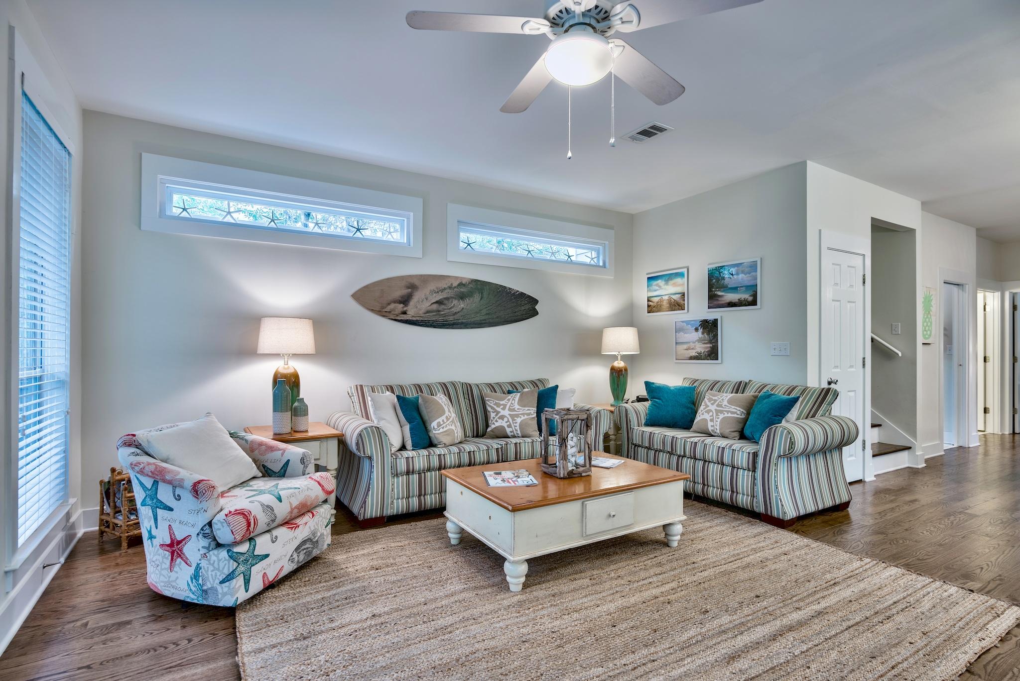 ''All decked out'' is the quintessential beach cottage with room to add a garage/carriage house! Located in the charming community of Grove by the Sea, beach access is steps away directly across 30A. 1st floor offers an open concept plan, NEW wood floors, NEW updated stainless steel appliances in the kitchen, quartz counter tops, and stylish lighting. 1st floor bedroom has direct access to porches. Upstairs is the spacious master with en-suite bath, double sinks and walk-in shower. A spacious 3rd bedroom with en-suite rounds out the 2nd floor. Wrap-around decks on both floors provide abundant natural light and indoor/outdoor living. Offered fully furnished and rental ready. The community offers 2 pools, tennis courts and is within walking distance to Seaside and Watercolor.