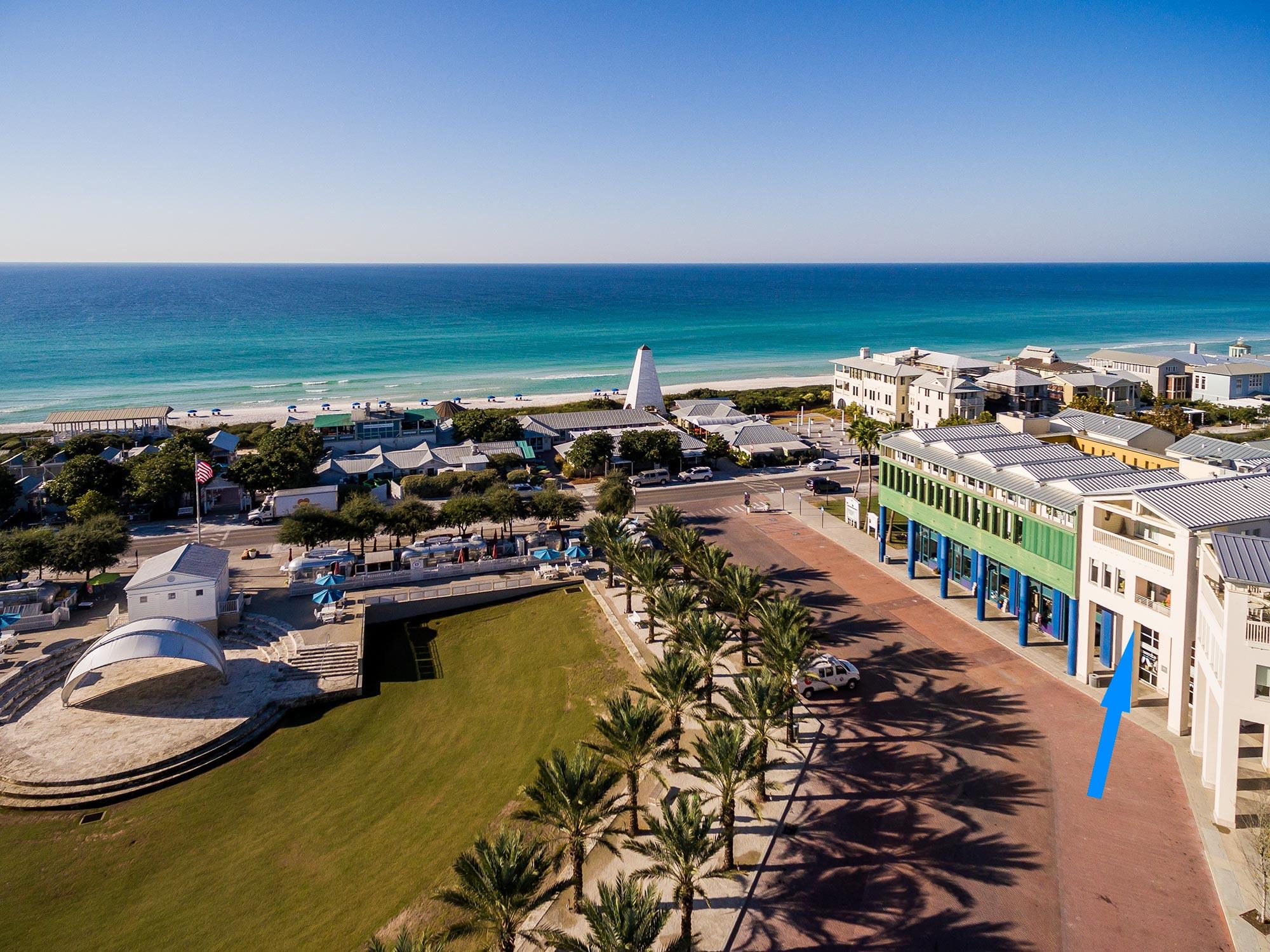 This is a remarkably unique property and a wonderful opportunity to own in the heart of Seaside! Talk about having a 360 view; the Lyceum Building overlooks the Town Square and the Gulf of Mexico to the front and the Town of Seaside and Neighborhood School to the rear. A semi private elevator drops you directly into the fully renovated unit, where no detail has been overlooked. As you exit the elevator. you are greeted with soaring ceilings, a one of a kind, angled wall and a memorable, fun and funky color scheme that is sure to have your guests raving! The open concept floorplan offers a gourmet kitchen with Wolf Appliances and painted mahogany cabinets, a sprawling living room with three sitting areas and an expansive view of Seaside and the Gulf that can't be beat! Enjoy your morning cup o'Joe as you people watch from any of the three separate outdoor decks. All three bedrooms, featuring two king and four queen beds, lookout over Seaside and a forever Gulf view can be reveled from the first bedroom and the balcony off of the living area. The Master Suite features his and her closets with built-ins and a large soaking tub situated in the corner with a luxurious limestone bath featuring double vanities and an oversized steam shower. The soaking tub in the master allows for multiple people, including grandkids etc. to be getting ready at the same time. The condo includes two assigned parking spaces and two storage areas directly outside of the unit. The founder of Seaside has a large ownership in the building. This is quite an advantage because in some ways insures that the building is well positioned in regards to its future role and importance in Season. This offers a buyer additional confidence in the future value of the building as well as its upkeep!This property is a must-see! Call to schedule a showing today!