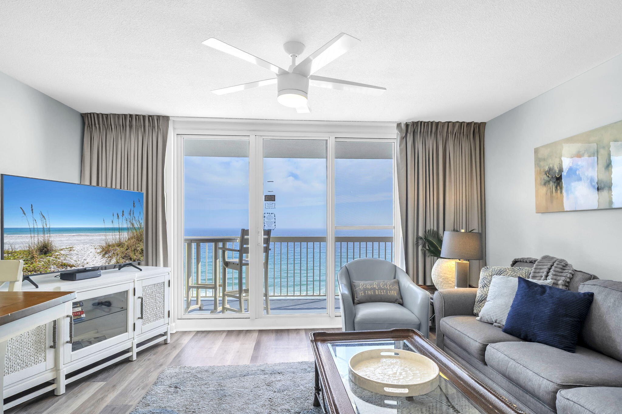 This Gulf-front one bedroom condo with hallway bunk beds is located on the 12th floor of Pelican Beach Resort, one of Destin's most recognizable beachfront vacation rental properties. In 2025 the unit generated $51k+, they currently have $36k on the books for 2026.  

Wake up to the sound of the waves and take in breathtaking views of the emerald waters and sugar white sand from your private balcony. Whether enjoying your morning coffee or watching the sunset over the Gulf, the scenery creates the perfect coastal backdrop for relaxing and making lasting beach memories.

Inside, the condo has been thoughtfully updated with fresh paint, luxury vinyl plank flooring, up The open living area flows into the dining space and kitchen, offering a comfortable layout for relaxing or entertaining after a day at the beach. The kitchen features granite countertops, stainless steel appliances, and plenty of space to prepare meals while still enjoying views from the main living area.

Pelican Beach Resort offers an impressive list of amenities designed to make every stay feel like a vacation, including direct beach access, indoor and outdoor pools, hot tubs, a fitness center, sauna, tennis and pickleball courts, a game room, EV charging stations, and the on site Pelican Beach Cafe and Tiki Bar.

Located in the heart of Destin, the resort places you close to many of the area's most popular attractions including Big Kahuna's Water and Adventure Park, Henderson Beach State Park, Crab Island, Destin Commons, and a variety of restaurants, shopping, and entertainment options. Whether you are looking for a personal beach retreat, a second home, or a strong income producing investment property, this Gulf front condo offers an excellent combination of views, updates, and resort amenities in one of Destin's most sought after beachfront resorts. Buyer to verify dimensions.