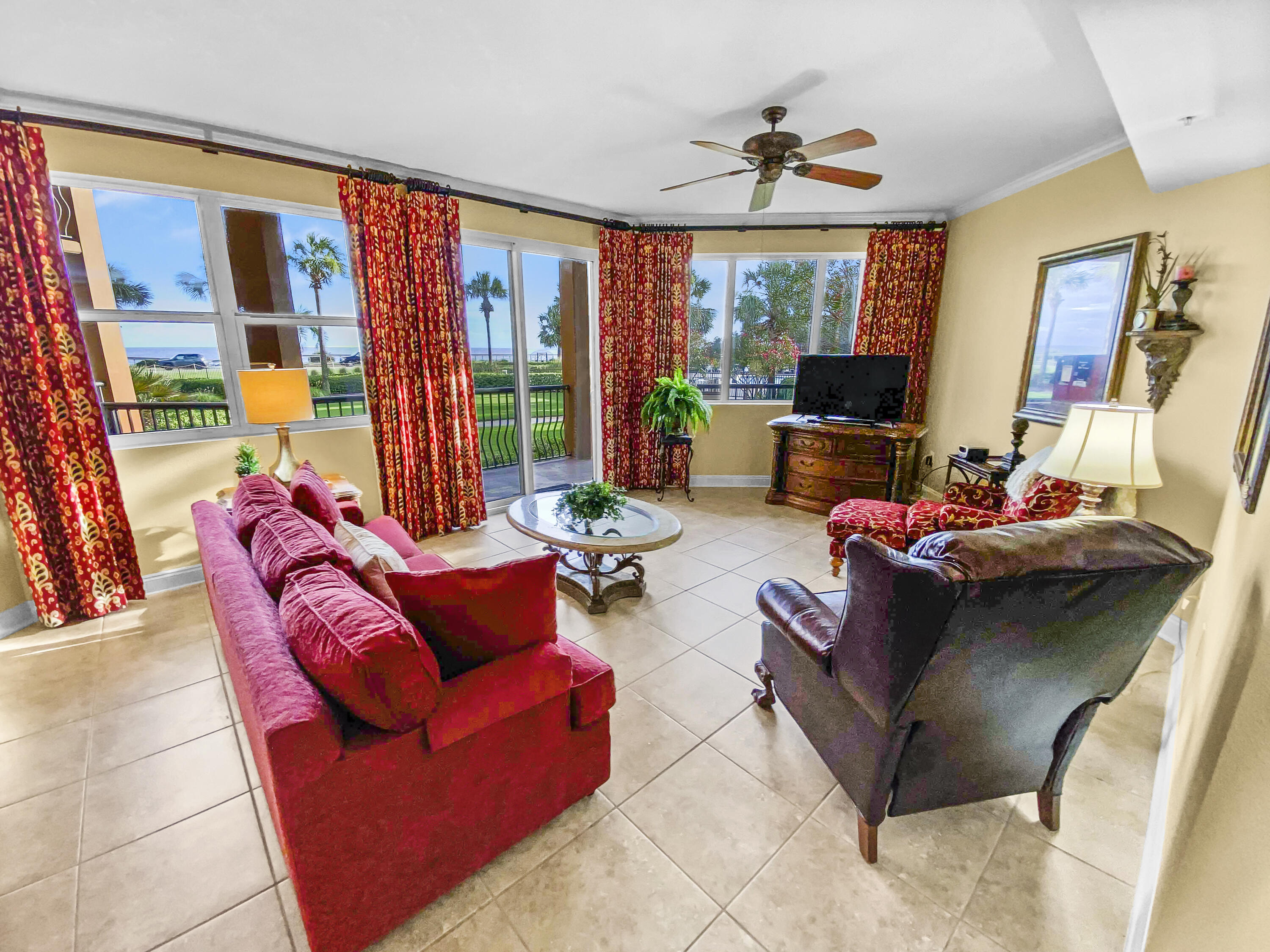 Luxe beach living in this impressive condominium at Mediterranea.  This 2-bedroom, 2.5 bathroom condo is perfectly located on the first floor which means you still get views of the gulf plus you can walk right out of your condo onto your deck that looks out over manicured lawn and the resort style swimming pool and the beach just beyond.  Another benefit of this condo is you can come and go without taking stairs or waiting on an elevator... it's perfect.  This condo has never been rented which means you won't have to worry about fixing a lot of wear and tear... this condo is in terrific condition. Additional benefits include: a assigned covered parking spot and storage cage located in underground garage, granite countertops, tile flooring and more. Partake in all the resort style amenities that Mediterranea has to offer you and your guests, including nearly 500 feet of gated beachfront, private beachfront observation gazebo, fully-furnished community room with full kitchen and terrace overlooking the Gulf, fitness center, tennis court and nearly 3,000 square foot seasonally heated pool and spa surrounded by the 7,000 square foot pool deck and lush landscaped grounds.