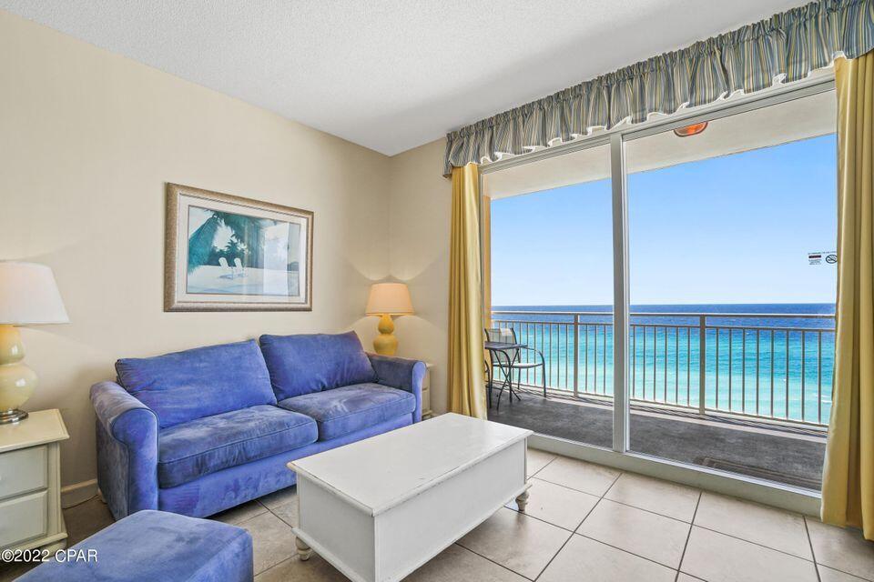 This picture perfect, fully furnished & decorated, two bedroom two bath unit with 9' ceilings raises the standard of Gulf front living. Perfect elevation -
6th floor location (not too high and not to low) creates the ambiance of being in a beach house with an expansive ocean view. Enjoy world class gulf views from
the Gulf front Master Bedroom and living room/kitchen area. Sit on your oversized balcony while watching the breathtaking sunsets over the Gulf of Mexico, or
just watching the dolphins play. Fabulous gulf front master suite features, slider to balcony, walk-in closet, and bath with large vanity and bath/shower combo.
Living/dining room are also gulf front and have access to balcony