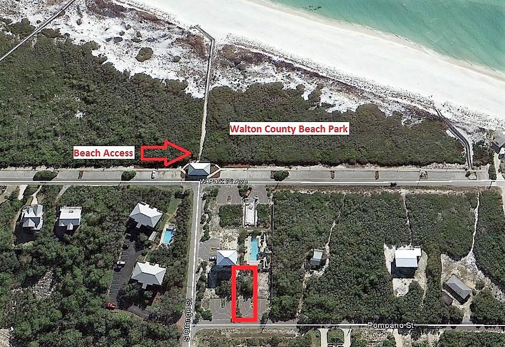 Great gulf view building lot offered with a full set of ARC approved building plans.
Community pool, low HOA, less than 100 yards to the beach staircase.