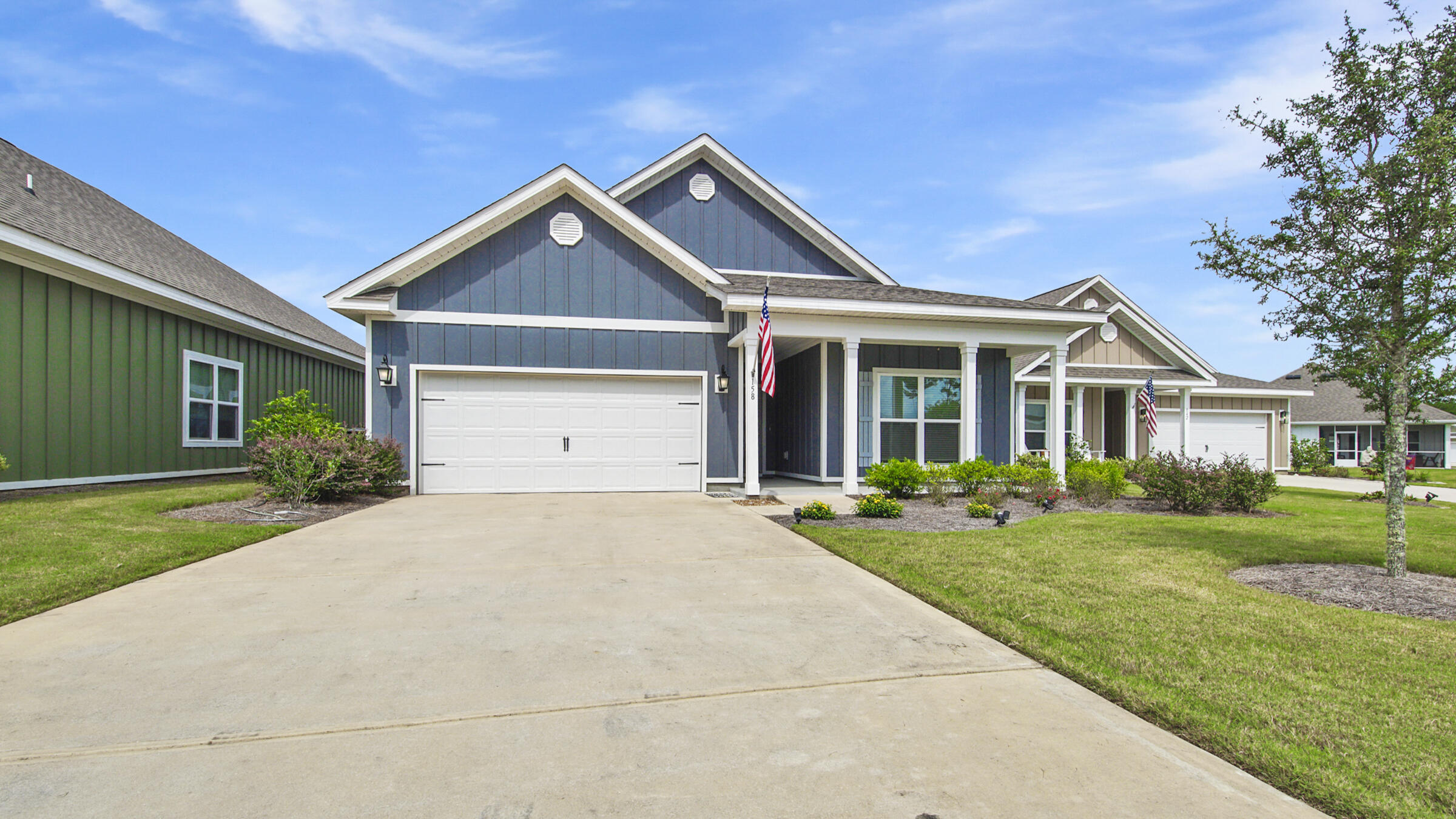 Perfect! Absolutely amazing home in an active adult community. This home is like new with many upgrades such as blinds, furniture, TV's, refrigerator, washer/dryer, custom trim and wainscot, iron fencing, cypress swing, amazing garage with paneling, TV, refrigerator, hot/cold SS sink and table, metal tool cabinets. The community pool/tennis just across the street. One of the largest back yards in this neighborhood. Everything you could need in a home!