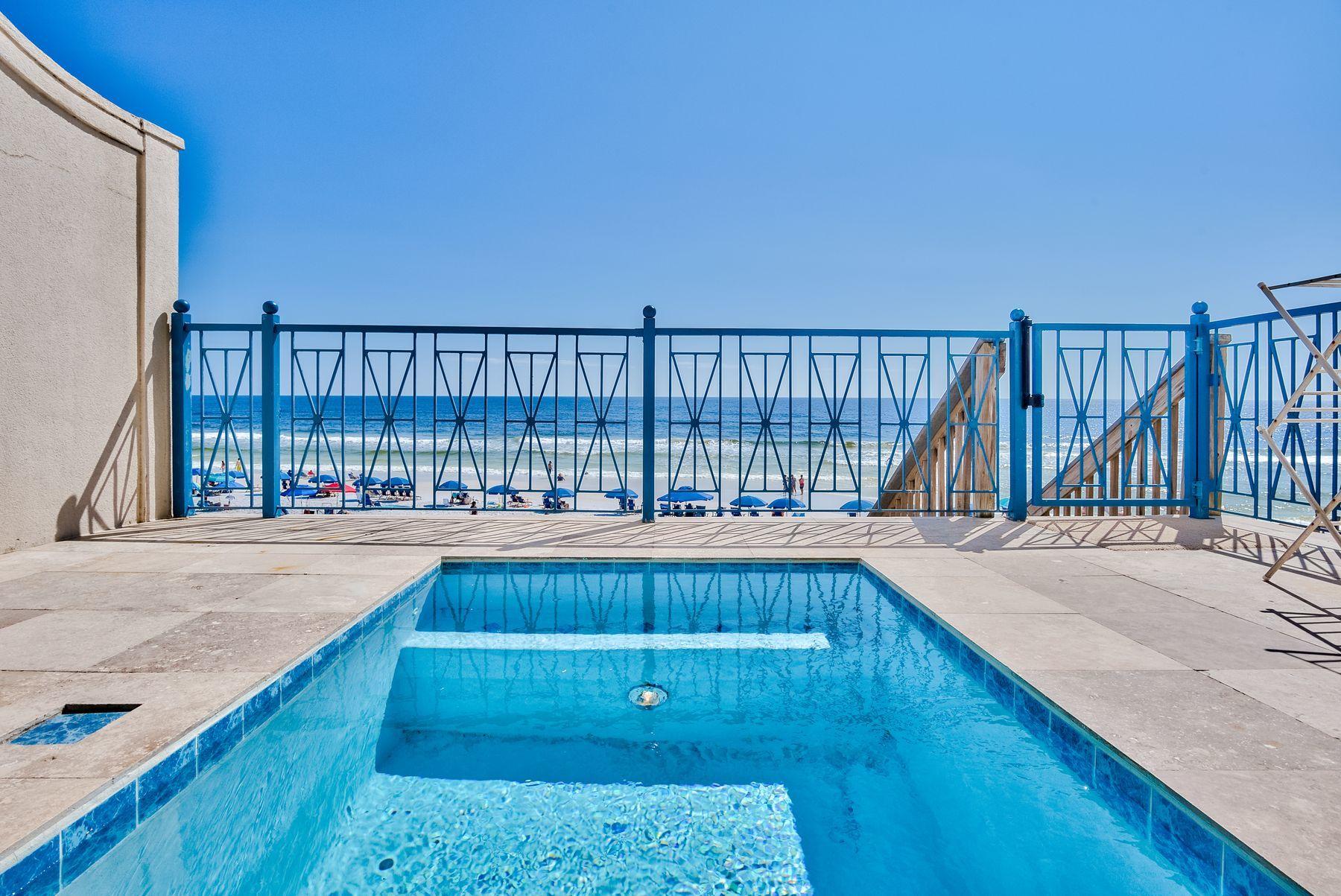 A gulf-front vacation retreat, this inviting home is primely located in Frangista Beach and offers ample entertaining space, elegant finishes, panoramic gulf views, and outdoor amenities. This residence is a coveted rental and features five bedrooms, including a fully-fitted bunk room, providing comfortable accommodations for up to 16 guests. Renovated and refurbished, highlights include beautiful hardwood floors, spacious suites, and a chef's kitchen with granite counters, custom cabinetry, and stainless steel appliances. However, it's the exquisite gulf views from balconies on all three floors that truly steal the show. A private plunge pool also overlooks sugar-white sand and emerald waters. Residents enjoy direct beach access, a community pool, and beach chair set-up service, while world-class shopping, dining, and entertainment options are just minutes away.