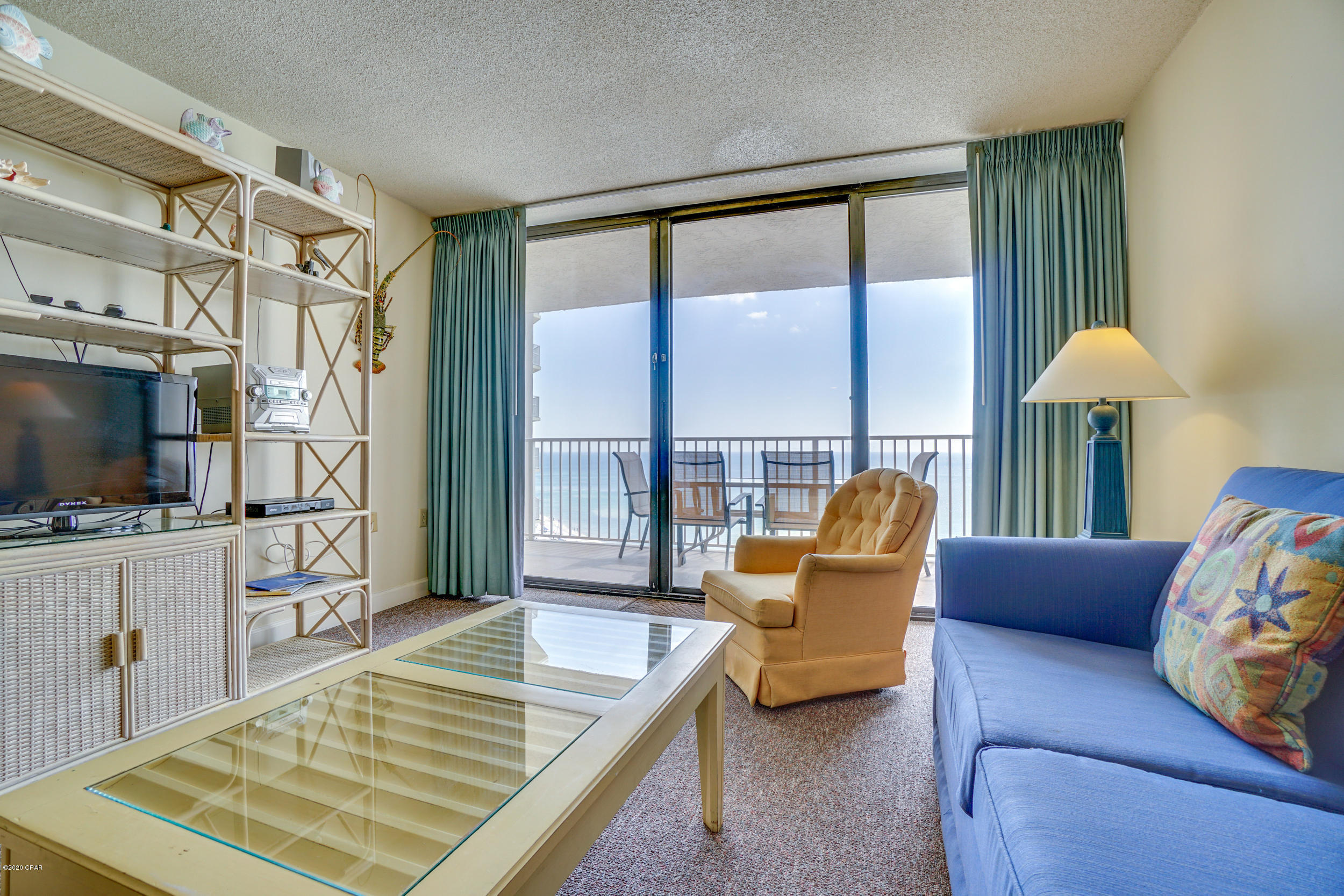 CURRENTLY UNDER CONTRACT, SELLER ACCEPTING BACKUP OFFERS
This beautifully decorated, fully furnished, 2BR/2BA condominium has been newly renovated. It is located directly on Beautiful Panama City Beach,
you can sit on the sofa, balcony or even cook breakfast in the kitchen and see the magnificent view of the Gulf of Mexico. The master bedroom has a king size
bed, reading area, balcony facing the beach and private bathroom. Fully equipped kitchen with all backsplash and granite counter tops. The kitchen has bar
seating for 3. The Dunes Of Panama has 1500 feet of beachfront, three pools (1 heated), fitness room, game room, tennis, basketball court and WI-FI. Beach
Chairs, umbrellas, jet skiing, and para-sailing rental is available directly in front of condo on the beach.