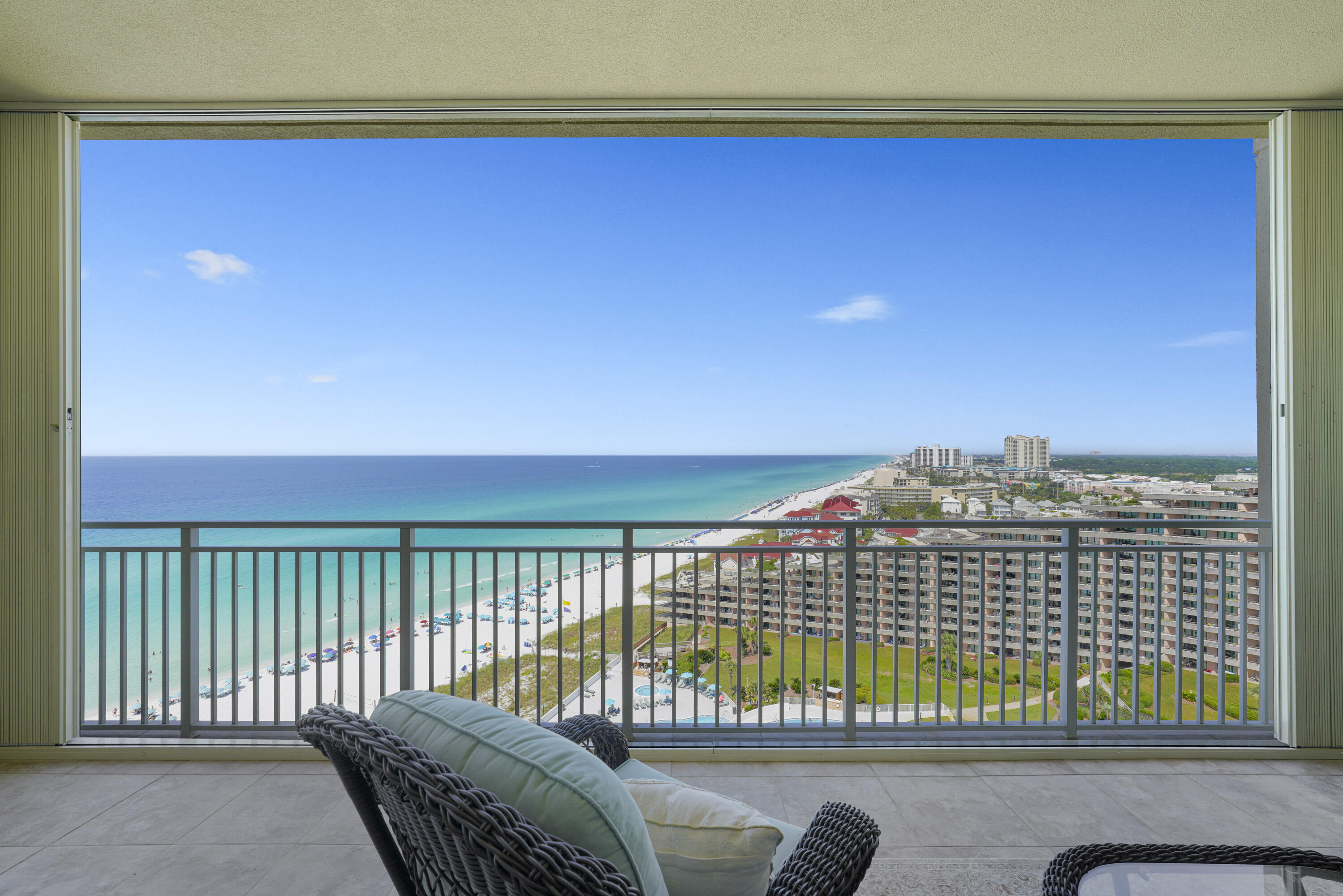 This Gorgeous 3BD/3BA Villa in Grand Dunes South Tower is perfectly situated on the 12th floor, giving it absolutely incredible views of the emerald green waters of the Gulf and sugar white sands of South Walton! It is being offered furnished, with the exclusion of personal items and a few pieces of artwork. Experience the ultimate beachfront lifestyle in this exquisite, rental restricted, 3 bedroom, 3 bathroom condo in the heart of Miramar Beach. This stunning condo boasts 2,500 sq.ft. of living space with breathtaking views of the Gulf of Mexico and offers unparalleled luxury and comfort. As you enter the condo, you will be greeted by an open-concept living space, which is perfect for entertaining guests. The living area features floor-to-ceiling windows that let in plenty of natural light, and offers panoramic views of the Gulf. Features of this villa include: travertine flooring in private foyer, living areas, kitchen, hallways and baths, and LVP flooring in the bedrooms. The gourmet kitchen is a chef's dream with high-end stainless steel appliances with a 5 burner natural gas cooktop, soft-close drawers, granite countertops and bar, double ovens, range hood, icemaker and custom cabinetry. Other features are 9.5' ceilings, ''super quiet'' interiors, pre-wired for latest security and audio/visual for home entertainment, flush mount speakers, along with separate volume controls in Living Area, all bedrooms, and master bath, solid wood 8' interior doors leading to the Master and Gulf front guest suite. The Master Suite is a true oasis that offers: "His & Hers" walk-in closets, trayed and coffered ceilings, and a sitting area. The Master bath offers: dual granite vanities with soft-close drawers, a separate dual head shower, a spa-like jetted soaking tub with travertine surround, and a separate water closet. Step out onto the balcony and absorb the breathtaking views of the Gulf. Sip your morning coffee as you enjoy the beautiful water, or enjoy a glass of wine as you watch the sunset over the horizon. This Villa also offers an 11' deep Gulf front balcony with over 350 sq. ft of space, a built-in natural gas grill, and all protected by "Hurricane Shutters."

This luxury condo is located in one of the most sought-after communities in Miramar Beach, with world-class amenities such as a fitness center, a heated swimming pool, and a hot tub. The complex also offers direct beach access, so you can easily stroll down to the white sand beaches and emerald green waters of the Gulf.

Grand Dunes offers: "Super Quiet Interiors", 24 hour security, gated entry, lush landscaping, 2 levels of gated underground parking for owners, grand lobby, semi-private elevators leading into your private foyer, private heated pool & hot tub, Owner's Lounge with Gulf front Fitness Room, Over-flow suites for guests, 200' of deeded beach, serene streams, majestic waterfall and a Lagoon Style Gulf front pool area with Hot Tub shared by both buildings and Beach Service.

Grand Dunes is the Emerald Coast's Most Desired Rental Restricted Beachfront Development!

Call us today to schedule your private viewing of this gorgeous Villa!
