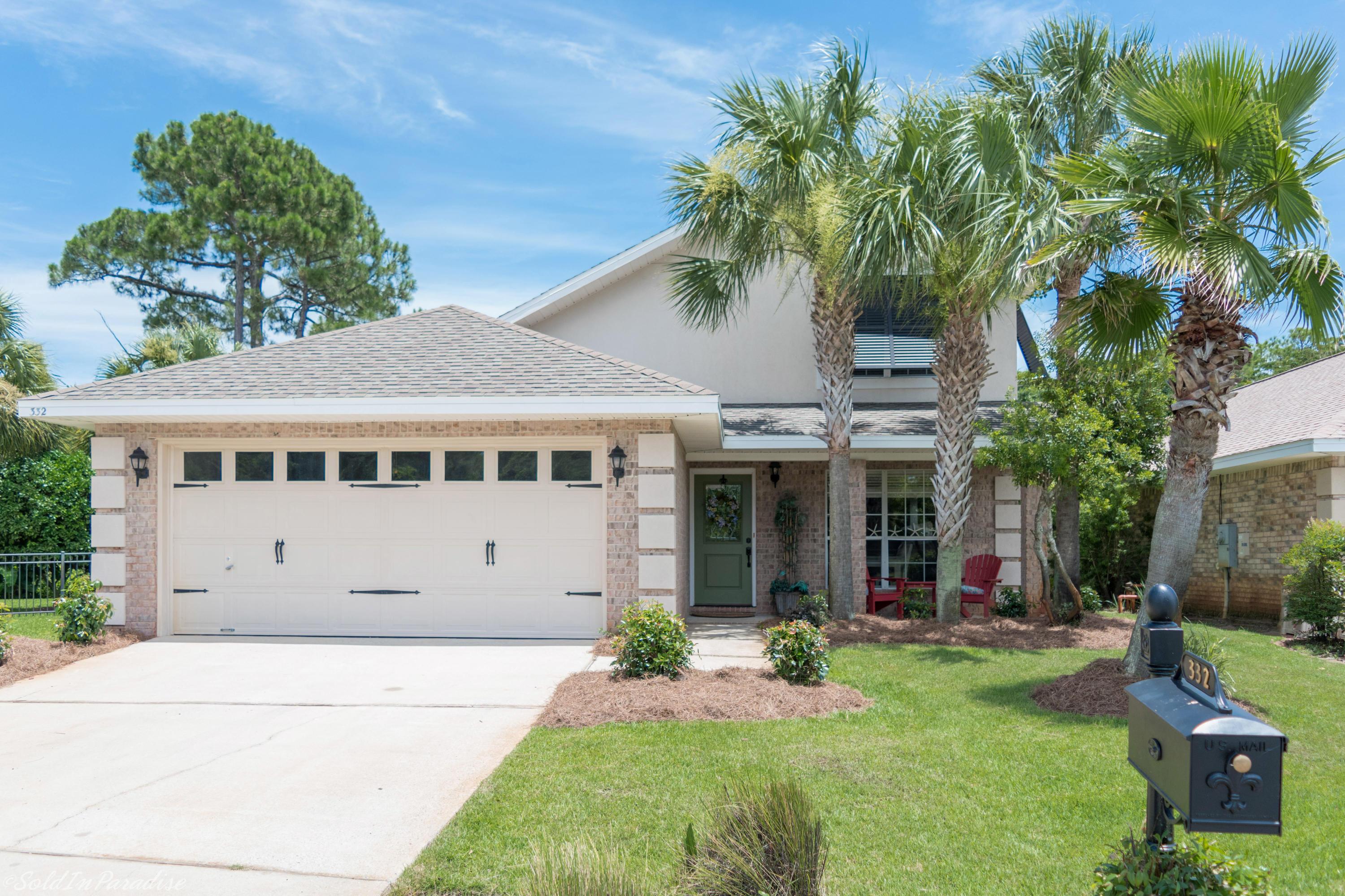 Located in the gated community of Emerald Lakes, this home sits at the end of a cul de sac and backs up to a Greenbelt, providing much desired privacy. With too many upgrades to list  this is a perfect family home. A large kitchen and adjoining dining area is tiled and spacious. The great room has vaulted ceilings and a fireplace and flows outside to a tiled, screened lanai that overlooks the preserve. The spacious and private master suite is downstairs. Upstairs, three bedrooms and a loft area provide ample space for family members. A bathroom at the center of the upstairs is convenient and oversized. The backyard features lush tropical landscaping. In the heart of Destin, Emerald Lakes features a pool, tennis courts, playground, lovely lakes and walking paths, and more. ***LOMA LETTER** Upgrades include: 
Additional A/C unit installed upstairs. Main unit replaced in 2011. Upstairs unit replaced in 2017. 
New porcelain/ceramic tile and carpet/padding throughout the entire home.
Entire home repainted in May. 
Tankless water heater. 
New water pipes with transferrable warranty. 
Brand new garage door opener installed in June. 

Kitchen/Dining: Cabinets painted. Quartz countertops. Stone backsplash installed. Lowered the breakfast bar. New lighting fixtures. Stainless steel appliances.

Baths: Painted cabinets. New sink fixtures. All new toilets.