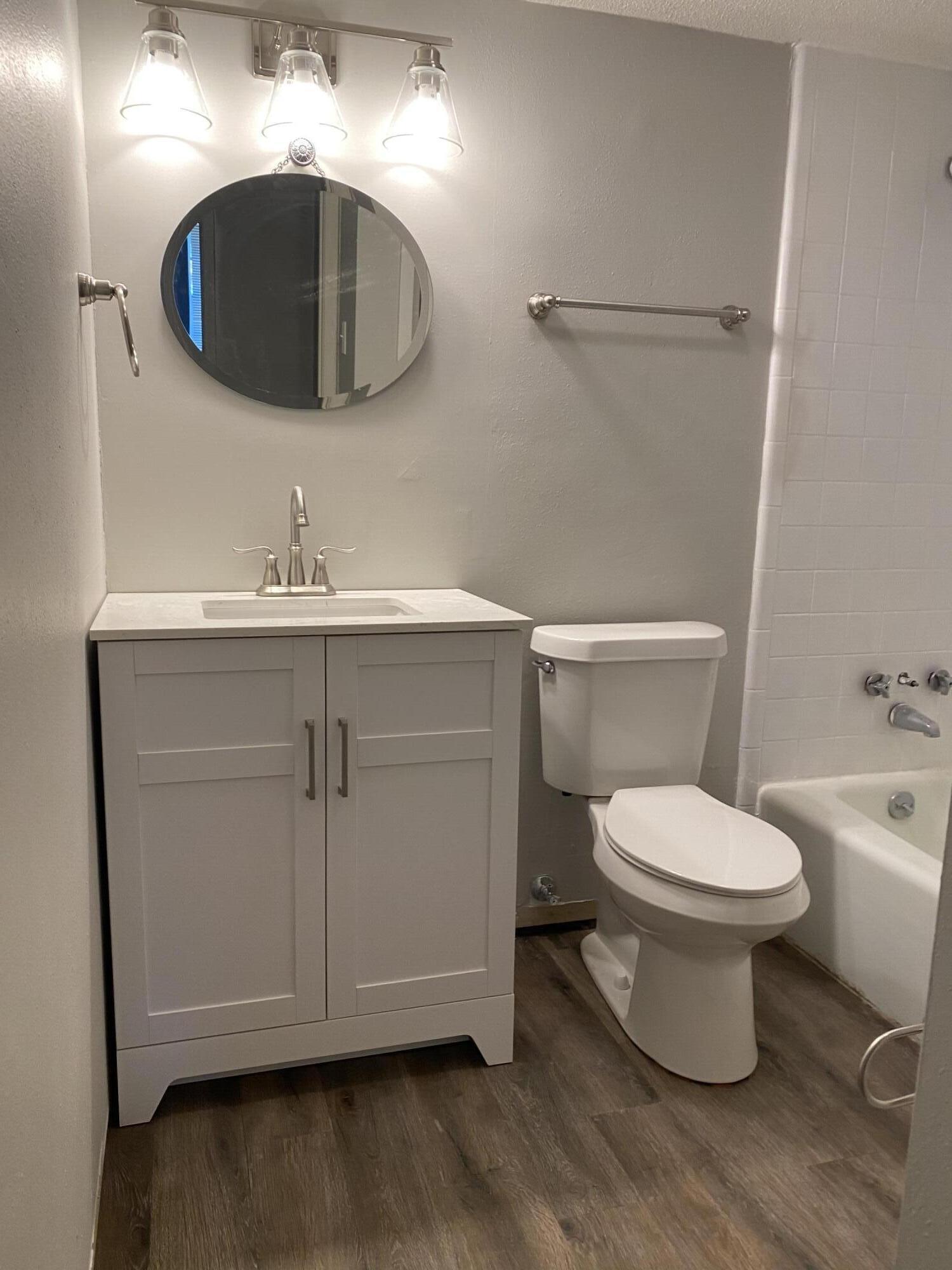 Newly renovated 2/2 1000 square foot condo in Niceville. Private setting, community pool. New kitchen with new cabinets and appliances, new LVP throughout *no carpet* being installed, new bathrooms including new toilets and vanities, all new paint, new trim, updated wood look blinds, new hot water heater, new fans and light fixtures, new electrical outlets, new doors and knobs, new Andersen slider to back that leads to Eglin Golf Course. Non aggressive breed dog with a non refundable pet fee $400. No Cats. Will be available to show Thursday, ready for move in July 1 (as long as the granite installer agrees). Water, garbage, landscaping, sewer and swimming pool included in rent. Laundry facility on site along with extra storage upstairs.