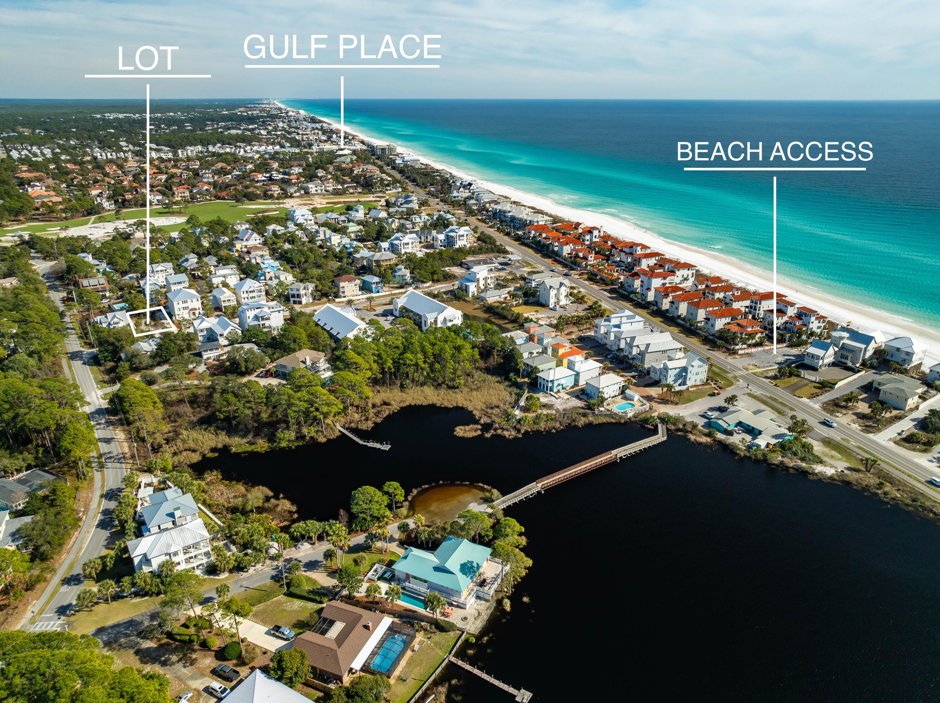 One of the few remaining vacant lots nestled in a quiet, charming neighborhood with a 5-minute walk from the Beach Access and a 3-minute ride to Gulf Place!
Spanning 59' x 110', this lot's blank canvas offers a pristine opportunity to build your dream beach retreat. Its ideal location and easy proximity to beach access make for a fitting local to plant roots for your beach home or investment property. Located just a 5-minute walk from the public beach access, you'll enjoy effortless days in the sun, sand, and surf. Plus, you're only a 3-minute drive to the heart of 30A's iconic Gulf Place, known for its dynamic mix of shopping, entertainment, and eateries—including the ever-popular Shunk Gulley Oyster Bar. Gulf Place is a vibrant, beachside community located along Scenic Highway 30A. Known for its laid-back charm and colorful coastal architecture, Gulf Place offers a unique blend of boutique shopping, casual dining, local art, and live entertainmentall steps from the beach. It's home to several beloved local establishments, including the ever-popular Shunk Gulley, a go-to spot for fresh seafood, Gulf views, and live music. Other favorites, like Pizza by the Sea and Papa Surf, make it a great place for everything from brunch to a date night. Don't miss this rare chance to invest in lifestyle and location in a thriving area with both tranquility and convenience at your fingertips - before it's gone.