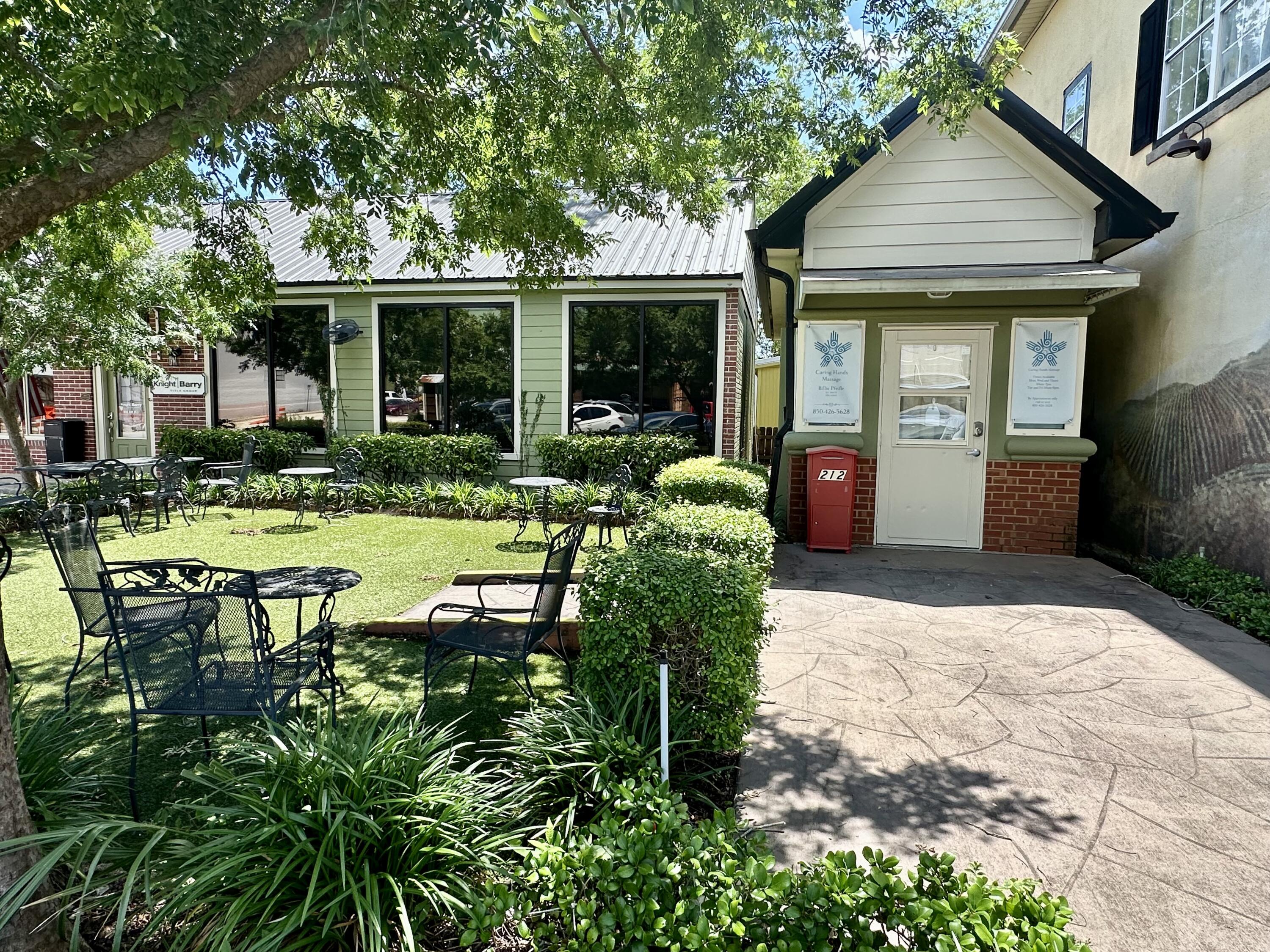 Retail/office space available. Has open area in front, storage space and then bathroom and supply area in the back. Unit is heated/cooled by a mini split system. Rent is $625 plus sales tax. Includes electric, water/trash, power and landscape. Shared courtyard space with neighboring office building. (Building is 27x8)