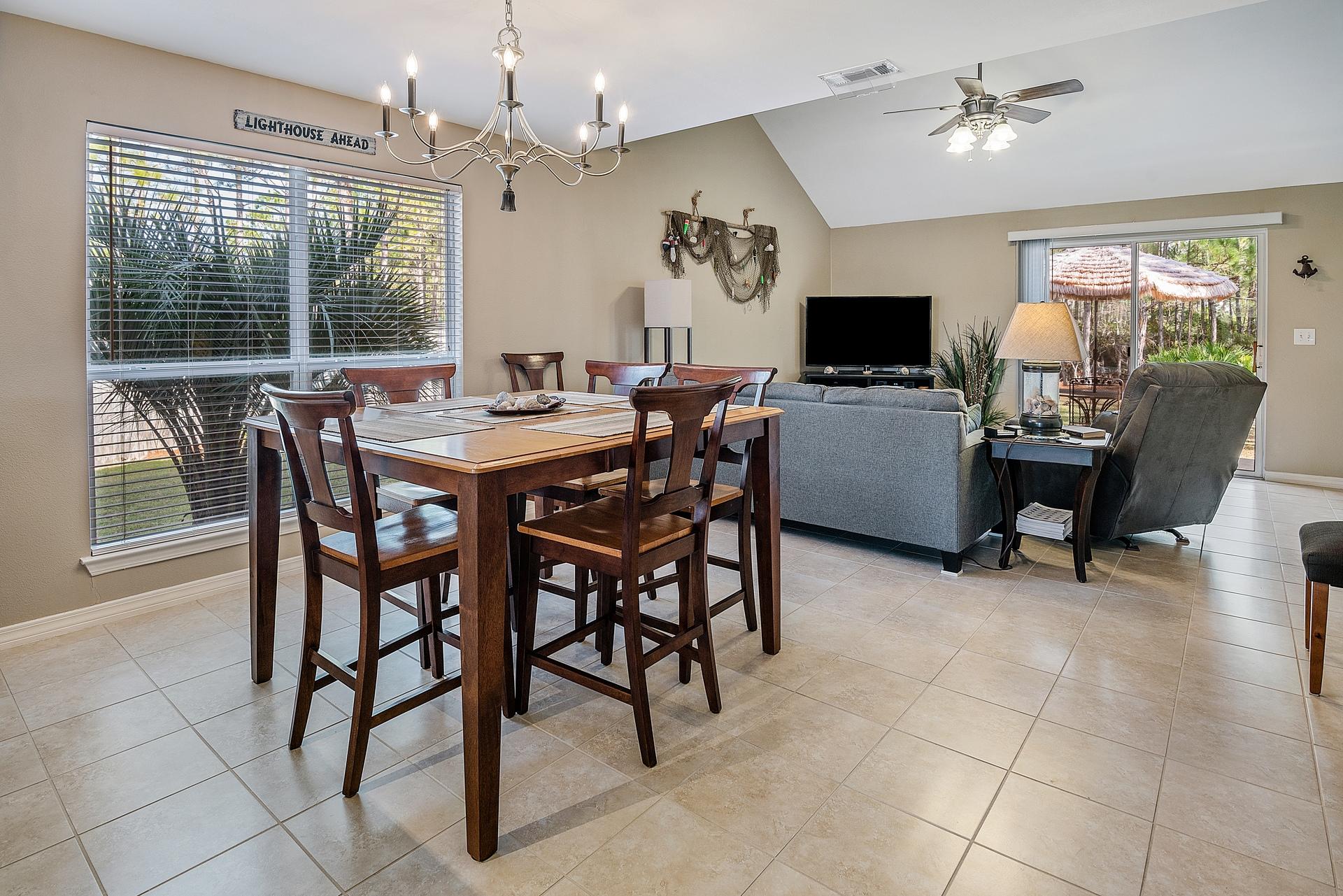 Enjoy the 30A Life. Terrific one and a half story, all-brick home in the highly desirable Emerald Walk community. Close to shopping, dining, beach accesses, and state park. Three bedrooms, two and a half baths, with master on main. Open concept floor plan with vaulted ceiling in family room. Recently renovated, has tile downstairs and carpet up. New roof installed January, 2020. Spacious 2 car garage, with attic storage above. Located at end of cul de sac, with an enormous flat, fenced back yard, perfect for adding a pool or just giving Rover room to run. Backs up to natural preserve. Privacy ensured !!!