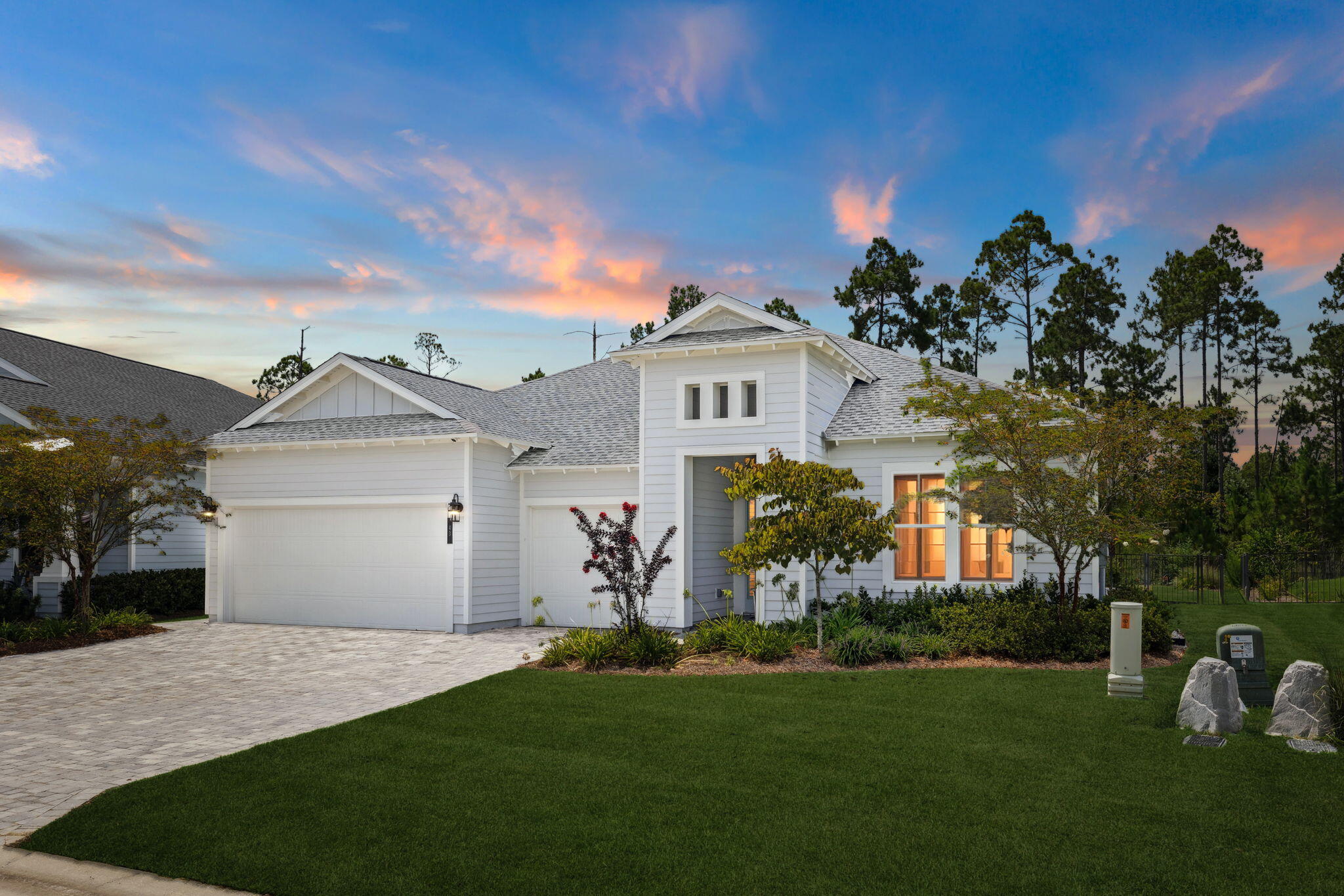 Tucked away on a quiet cul-de-sac in the exclusive, gated community of NatureWalk at Watersound Origins, this beautiful coastal one-story home offers effortless living in one of 30A's most desirable neighborhoods. With 3 spacious bedrooms, 3 full bathrooms, a private den, and a rare 3-car garage, this home blends luxury with livability in every detail.

Key Interior Features:
* Open-concept dining and living area, ideal for entertaining or relaxing with family
* Folding glass doors connect the great room to the screened lanai, creating seamless indoor-outdoor living
* Chef's kitchen with modern finishes flows into the heart of the home
* Primary suite features a spa-like bath with a large soaking tub, glass-enclosed shower, and elegant his-and-her vanities
* Private den * Lanai opens to a lushly landscaped backyard with room for a pool, offering a tranquil setting for morning coffee or evening gatherings
* Located on a quiet cul-de-sac, providing added privacy and minimal traffic
* 3-car garage with ample room for beach gear, golf cart, or storage

Resort-Style Amenities Just Steps Away:
NatureWalk at Watersound Origins offers a lifestyle like no other with top-tier amenities:
* Pickleball and tennis courts
* Resort style pool, fitness center, and playground
* Scenic walking and biking trails through natural Florida landscapes
* Par 3 golf course, perfect for a quick round or sharpening your short game
* Just minutes to Publix, Starbucks, restaurants, shopping, and the white sand beaches of 30A

With no short term rentals permitted in the neighborhood, 43 Tamoka Ct delivers peaceful elegance, modern functionality, and unbeatable location in a community designed for active, coastal living.