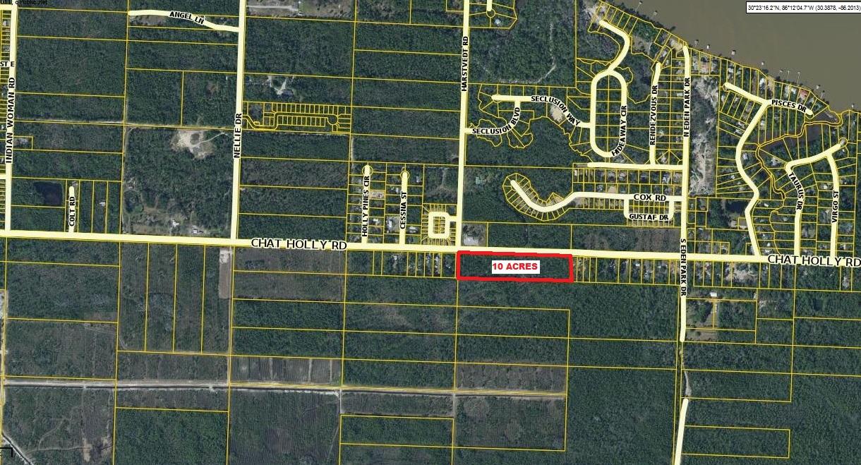 Strategically located halfway between Destin and west Panama City and south of Choctawhatchee Bay, this fantastic development opportunity parcel of approximately 8.88 acres along Chat Holly is in the booming area of Santa Rosa Beach. Close to the sugar white sand beaches of South Walton County Florida, the world famous playground of 30A is just 5 minutes away.  Zoned 2 units per acre residential, with possible rezoning to commercial. Buyer to verify all data for their particular use. No survey. Walton County is located in the Northwest Florida Panhandle approximately 50 miles west to Pensacola and 45 miles east to Panama City. The parcel is just minutes to the beaches of Florida's Emerald Coast and 30A, with entertainment and restaurants. Walton County's economy has over 4 million annual visitors and an estimated $4.5 billion in annual sales within the trade area. Major employers in the area include Okaloosa County School District, Walton County School Board, Fort Walton Beach Medical Center, Lockheed Martin, Walton County Government, Sandestin Golf and Beach Resort, Reliance Test & Technology, Okaloosa Board of County Commissioners, North Okaloosa Medical Center, and L3 Crestview Aerospace.