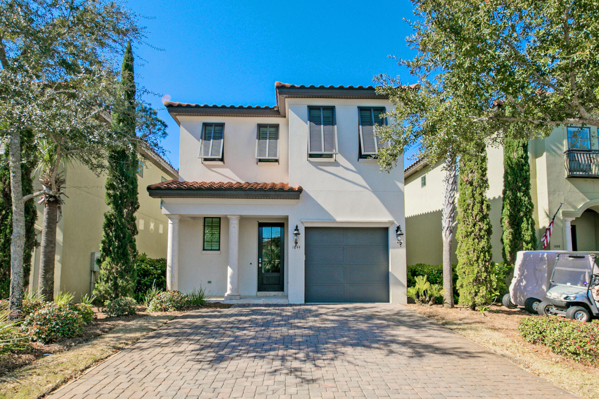 The gorgeous Villa Lago community is located behind the private gates of Sandestin situated between the Baytowne Golf Course and Venetian inspired canals. Boasting 4 bedrooms and 4 bathrooms spread out over two stories, this home is not to be missed ! The first floor has travertine floors throughout, crown molding, and a kitchen which offers stainless steel appliances with granite countertops, mahogany cabinetry, and a large island/breakfast bar. The back patio offers a serene covered sitting area overlooking the 5th fairway . One bedroom and full bath is located on the first floor with the bathroom showcasing granite countertops and a large walk-in shower. The second level hosts three additional bedrooms and a second den area providing ample room for relaxing and fun.The master bedroom offers a king size bed, large walk-in closet, double vanities, granite countertops, and much more! The community is within biking distance to the beach and walking distance to the Village of Baytowne Wharf. Grand Boulevard shopping center and Movie Theater are only a short trolley ride or quick golf cart ride away! Come enjoy this wonderful property with amenities galore.