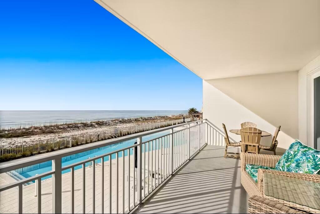 Luxury living at its best!  204 blu is a contemporary Gulf-front residence. Interior appointments include beautiful coastal style furnishings, Gulf front Primary with large ensuite including a separate shower, soaking tub & watering closet. Beautiful ceramic tile laid throughout, gourmet kitchen with quartz countertops, gas range, stainless appliances & tile backsplash. Large laundry room with full size washer/dryer and owner closet. Plan B has 1,837 sq ft, 3 BR 3 BA, plus a bunk room and 235 sq ft expansive 29' terrace. Assigned covered parking space conveys with the condo. Property amenities include 2 Gulf front pools (one heated, together total over 4,500 sq ft), 313' of beach frontage, fitness center, jetted hot tub, grilling area, fire pit & gated entrance. Great rental history! New A/C replaced Summer 2025. New Living room chairs.