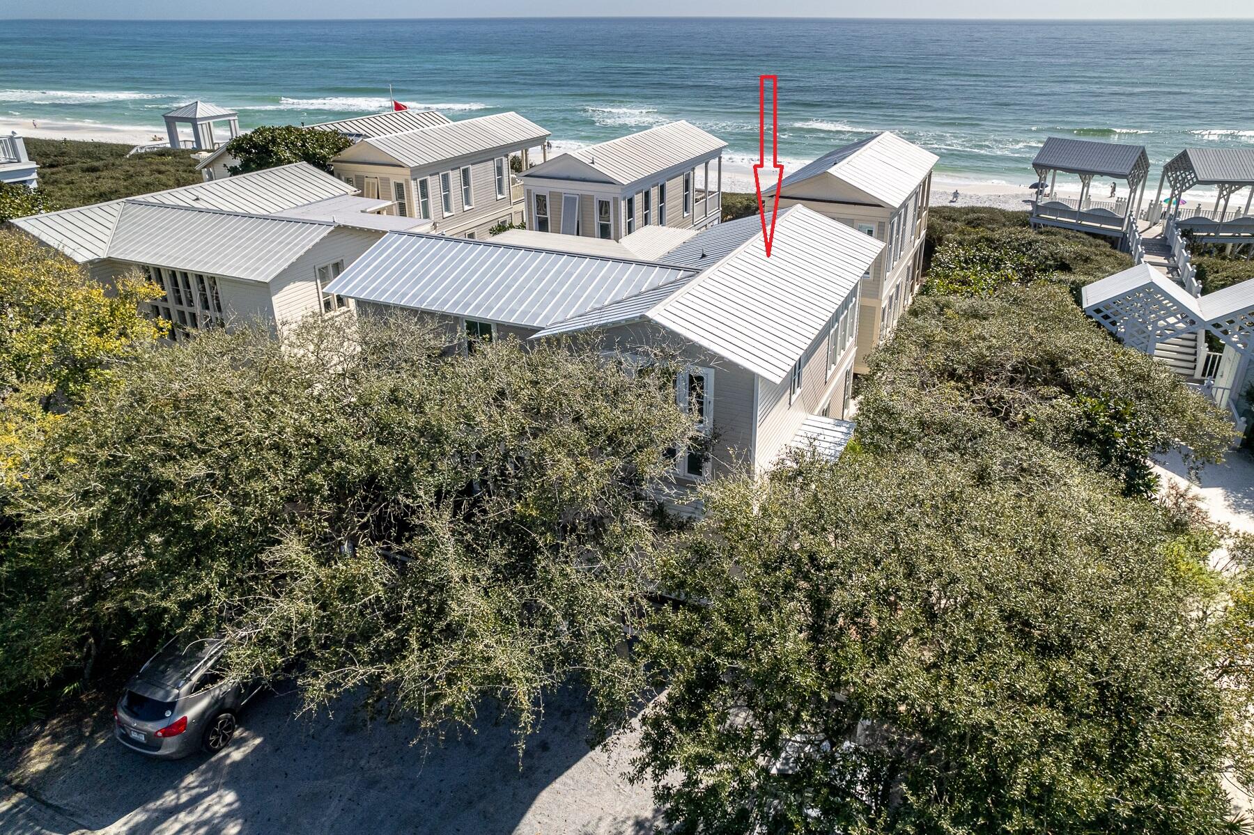 'MERILEE BY THE SEA' Located south of 30A and just steps to the East Ruskin Pavilion, this lovely two-story cottage boasts an exceptional location with terrific gulf views. With a beautiful master suite on the second level, you can wake up to the sound of waves lapping the shoreline and the sun sparkling off the turquoise waters. An adjoining porch creates a seamless connection between interior and exterior spaces, visually increasing the size of the adjacent living room and bedroom. Oversized windows allow for plenty of light, gorgeous gulf views, and spectacular sunsets! New quartzite countertops adorn the kitchen, including a newly designed breakfast bar and all stainless-steel appliances. The first level sports a second master bedroom and an en-suite bathroom with double vanities, and a 'morning kitchen' for convenience.  A spacious bunkroom boasts four built-in full-size bunks from Restoration Hardware and can accommodate up to eight children.  A screened porch adjoins both the bunk room and second bedroom and is just a few steps away from the beach access.

Two dedicated off-street parking spaces are provided.