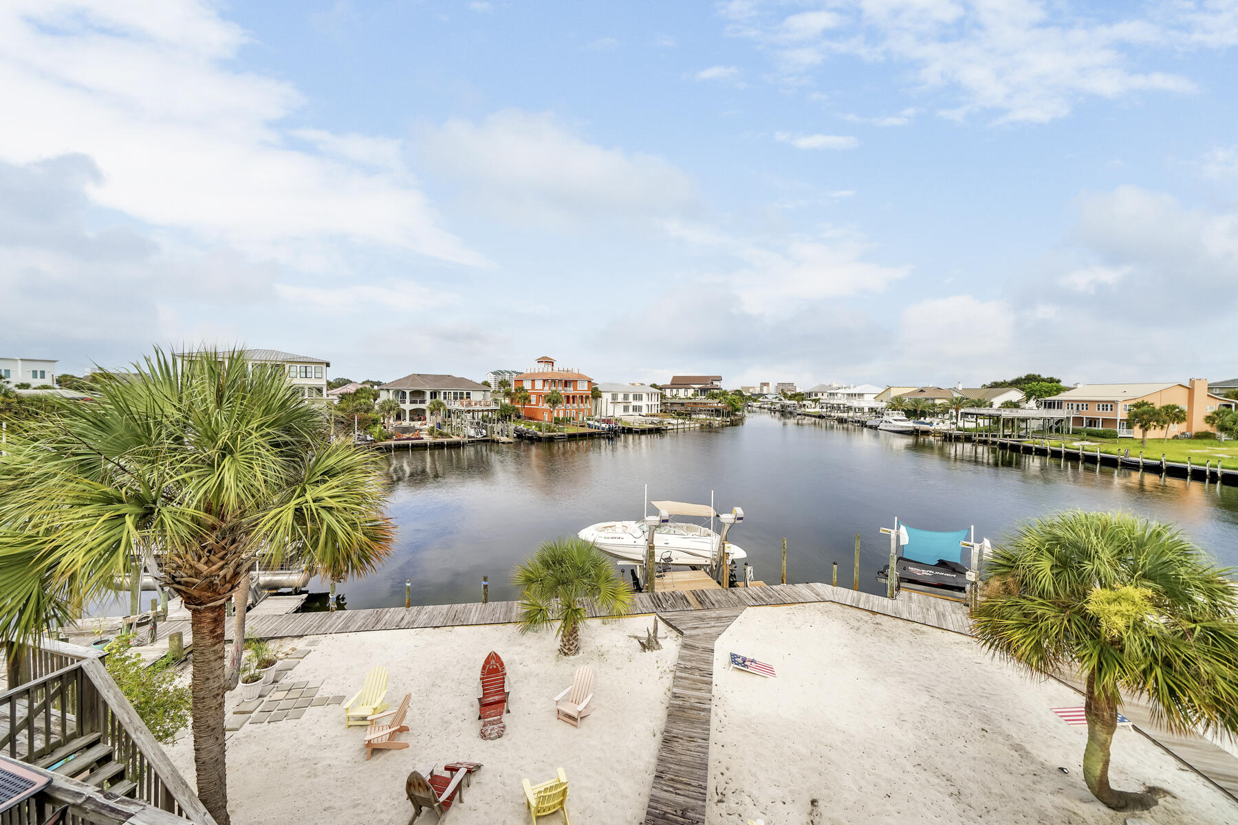 Phenomenal opportunity to Own Rare Waterfront Property with Deeded Dock Space to keep your 30' Boat!! Walk out your back door, hop on your boat and you are only 5 min. to the Pass, Gulf of Mexico, & Crab Island! Beach Day instead? Easy Walk, Bike or Golf Cart ride to 3 different Beach Accesses, 2 of which are Private to Holiday Isle Owners & Guests! No crowded beaches here! First time this Lovely Townhome is being offered in 42 years! This home has been taken care of immaculately but now the Owner is older and wishes to Grant this Amazing Lifestyle Opportunity to a New Family to Build Incredible Memories Just as they Have! When you walk in the Door and up the stairs you will come to the Main floor; Dining, kitchen, 1/2 bath & Living Room with Picture Window & Great Views of the Water! On the Top floor you will find Master bedroom Overlooking the Canal with Superb Sunrises! Master bath boasts a huge walk-in closet with enough Space for a second Washer/Dryer if you wish. Down the Short hallway is a comfortable Guest Bedroom with Separate Full Bath. Plenty of Parking Plus Full-size Garage for all your bikes, kayaks, paddle boards, beach chairs, toys etc. There is a large area behind the garage that could be easily converted into a 3rd bedroom or even a studio apartment! Imagine 3 Levels of Outdoor Space to sip coffee, drink wine, grill, & entertain all on the water! Launch your Kayak or Paddle Board from your Backyard with miles of calm water to explore! This Property has so much to offer, don't miss the opportunity to take advantage of this Incredible Destin Harbor Lifestyle and make your Dream a Reality today! Offered Mostly Furnished with some exclusions (See Documents for list)