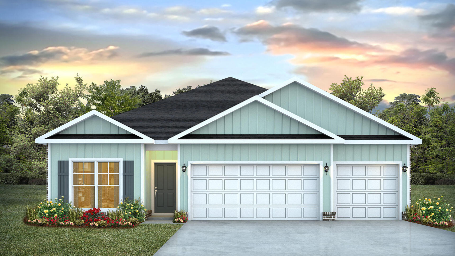 Welcome to 13 W Farm Owl Drive, a new home under construction at Owls Head Farms in Freeport Florida. This home is located on a corner lot. Step into the bright entry hall with EVP flooring leading through the expansive foyer that opens to a spacious open concept floor plan. As you enter the open living area you will find yourself at the heart of the home where the kitchen impresses with quartz countertops, matte black plumbing fixtures, tile backsplash and an island that serves as a gathering point for family and friends. Upper and lower cabinetry as well as a pantry allow for plenty of storage options. An appliance package that includes a stove, microwave and dishwasher is standard.