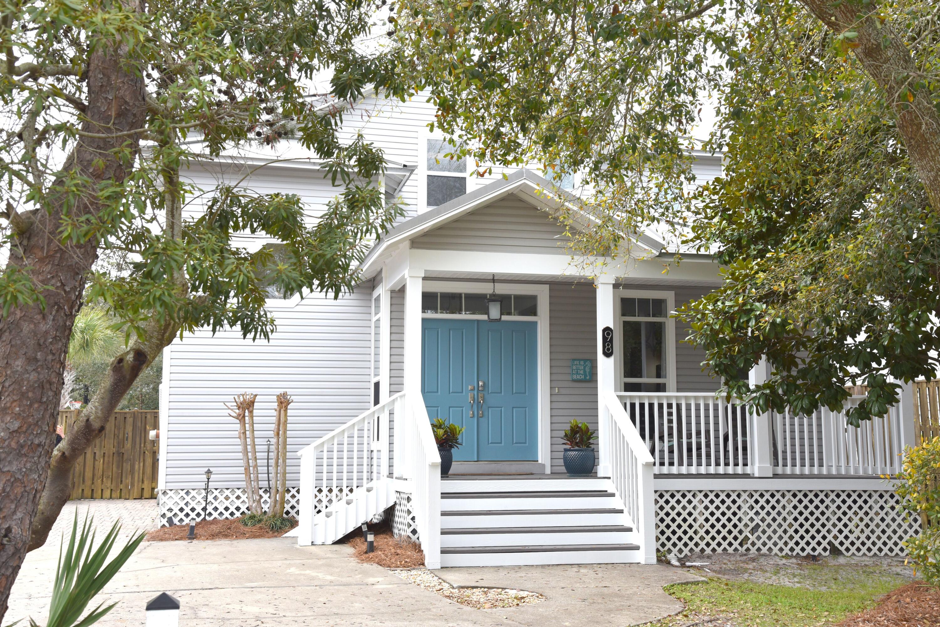 This pristine coastal retreat in Crystal Beach is just steps to one of the Gulf's most beautiful beaches. No HOA fee. Rental ready and comes fully furnished. This low maintenance, two story beach home's outdoor living area boast a freshly painted back covered deck/patio overlooking the oversized private pool,  lounge chairs and umbrellas that's enclosed by a privacy fence. The  welcoming newly painted front porch is for relaxing and there's parking for up to 5 cars/golf carts.
Inside, there are 3 bedrooms and 3 baths  in the well-designed layout making it ideal for a primary, secondary or rental home. The character of the home includes a large dining room, open kitchen with stainless appliances viewing the living area, master bedroom with a balcony and a private guest bedroom downstairs.