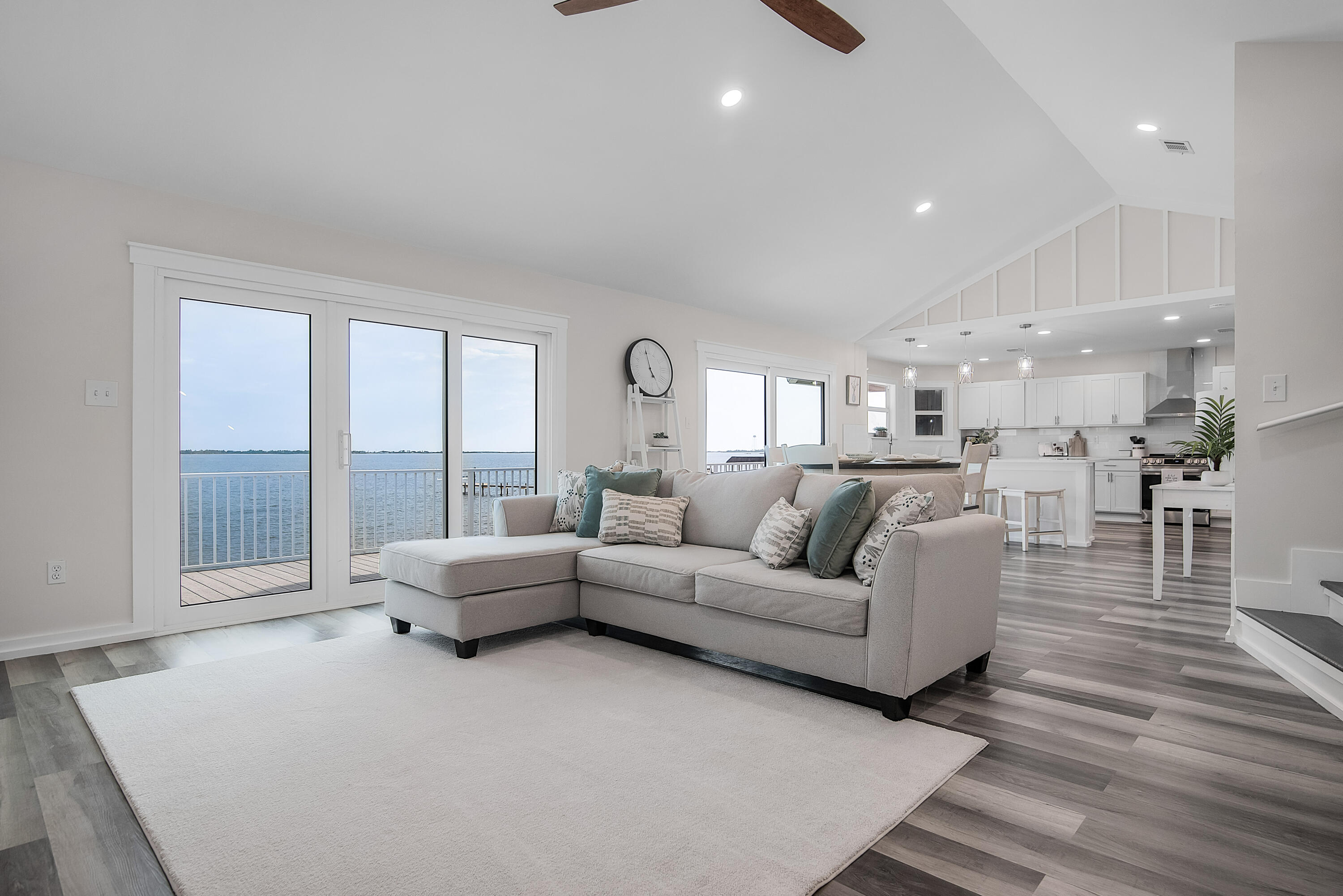 Nestled along the beautiful intercoastal waterway, this recently remodeled home is a true gem. It offers 4 bedrooms, 3 baths, laundry room, and a loft providing plenty of space for living and hosting guests. The home boasts breathtaking views of the water from the living room, dining area, kitchen, master bedroom, and master bath. Additionally, there is a covered porch that overlooks the newly sodded landscaped and new Rainbird irrigation system in the front yard.
The back of the house features a spacious deck that spans the length of the home, perfect for watching the sunrise and sunset over the water. 
Inside, the home is filled with luxurious features and modern amenities. The home is equipped with a new water filtration system with AquaPro, with next service in 5 yrs.