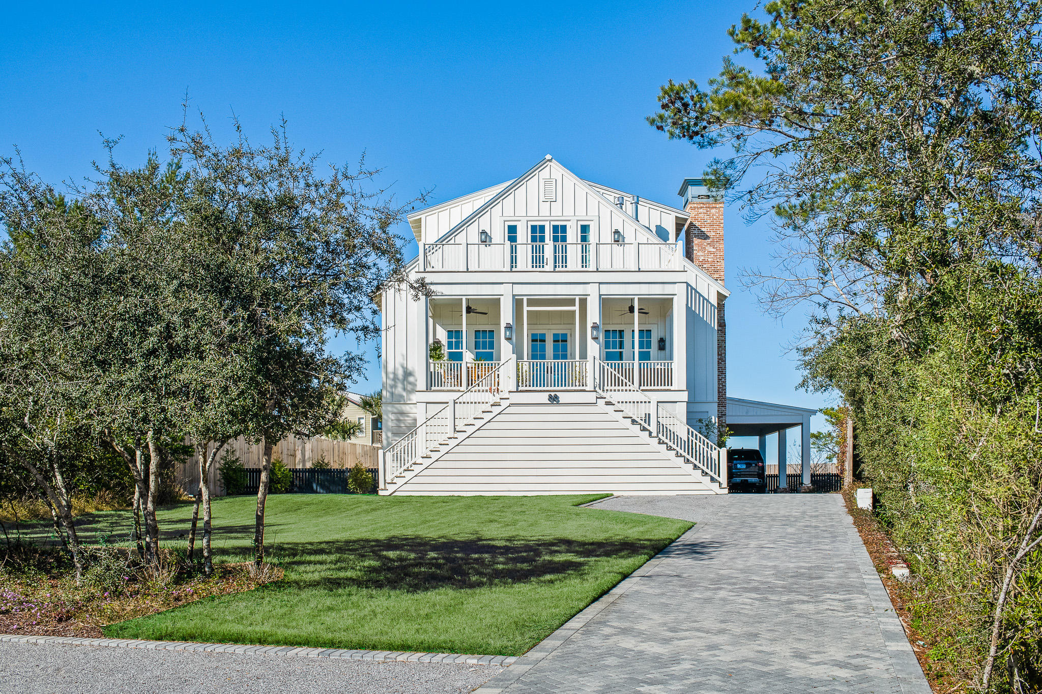 This custom Braulio Casas Architects home sits on top of one of the tallest lots, if not the tallest lot on 30A. Every window on this third-floor master suite provides stunning panoramic views. Watch sunrises and sunsets over gulf, rooftops, and treetops. 

Never rented. No HOA. The first floor, chimney, and fireplaces are made from reclaimed Chicago brick. Interior walls are 2x6 and have rock wool insulation. All flooring has rock wool insulation. All exterior walls and roof lines have spray foam insulation. Standing seam metal roof. 1st and 3rd floor HVAC's have fresh air intakes. Windows and doors are alarm ready for a pool. Plenty of outdoor storage in the front and back of the home. Irrigation system. Large front and backyard. Elevator. 

Owner is a Florida Licensed Real Estate Broker