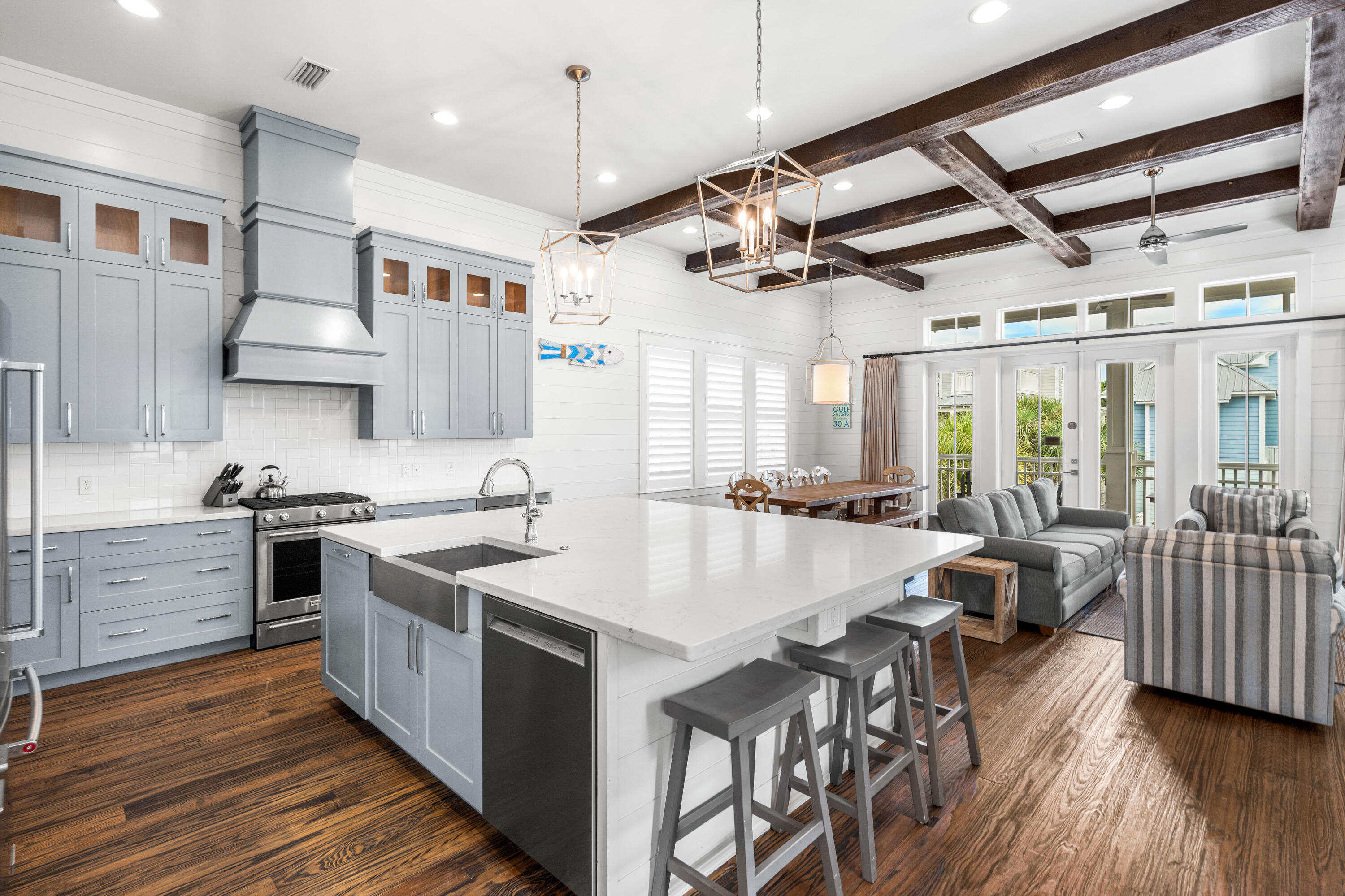 Experience the essence of coastal living at 28 E Endless Summer Way, nestled in the vibrant community of Seacrest Beach, one of the most sought-after destinations along Florida's scenic 30A. This splendid 4-bedroom home showcases the very best of beach living.
As you enter, you're greeted by an inviting open floor plan that seamlessly merges the living, dining, and kitchen areas. This layout is perfect for entertaining friends and family, providing ample space for creating cherished memories.
Two expansive covered porches, one at the front and another at the back, invite you to relax and soak in the coastal breeze. The outdoor space is an entertainer's dream, boasting a built-in grill and sink for alfresco dining and culinary delights.
Luxury and comfort define this home, featuring not one, but two oversized primary bedrooms, offering private retreats where you can unwind in style.
The heart of the home, the designer kitchen, boasts quartz countertops, stainless steel appliances, and a generously sized island that seats up to 7. Whether you're preparing gourmet meals or enjoying casual dining, this kitchen is sure to delight.
The living room exudes warmth with its gas fireplace and charming wood beams, creating a cozy and welcoming atmosphere for relaxation.
Located in the heart of Seacrest Beach, residents have access to the area's largest 12,000 square foot resort-style lagoon pool, providing endless enjoyment in the Florida sun.
This beachfront haven at 28 E Endless Summer Way offers a harmonious blend of luxury and coastal charm, making it an ideal year-round residence or an exceptional investment opportunity.
Don't let this opportunity pass you by. Schedule an exclusive showing and immerse yourself in the coastal lifestyle you've been dreaming of.