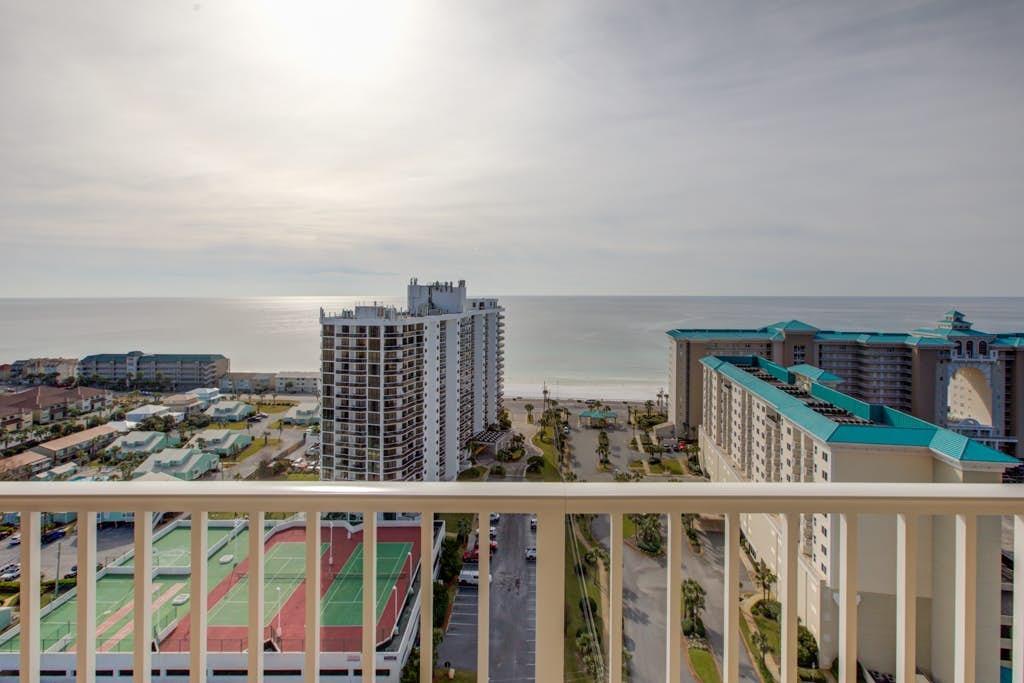 Great 2 bedroom/2 bath condo with wonderful views of the Gulf of Mexico! This unit features full tile in living area, stainless appliances in kitchen, granite counter tops, 9 ft ceilings, and crown molding. Ariel Dunes I amenities include a fitness center, meeting room, two large pools, and deeded beach access. Located within Seascape Resort, owners and guests enjoy gated entrance, 18-hole golf course, tennis, conference center. All dimensions to be verified by the buyer.