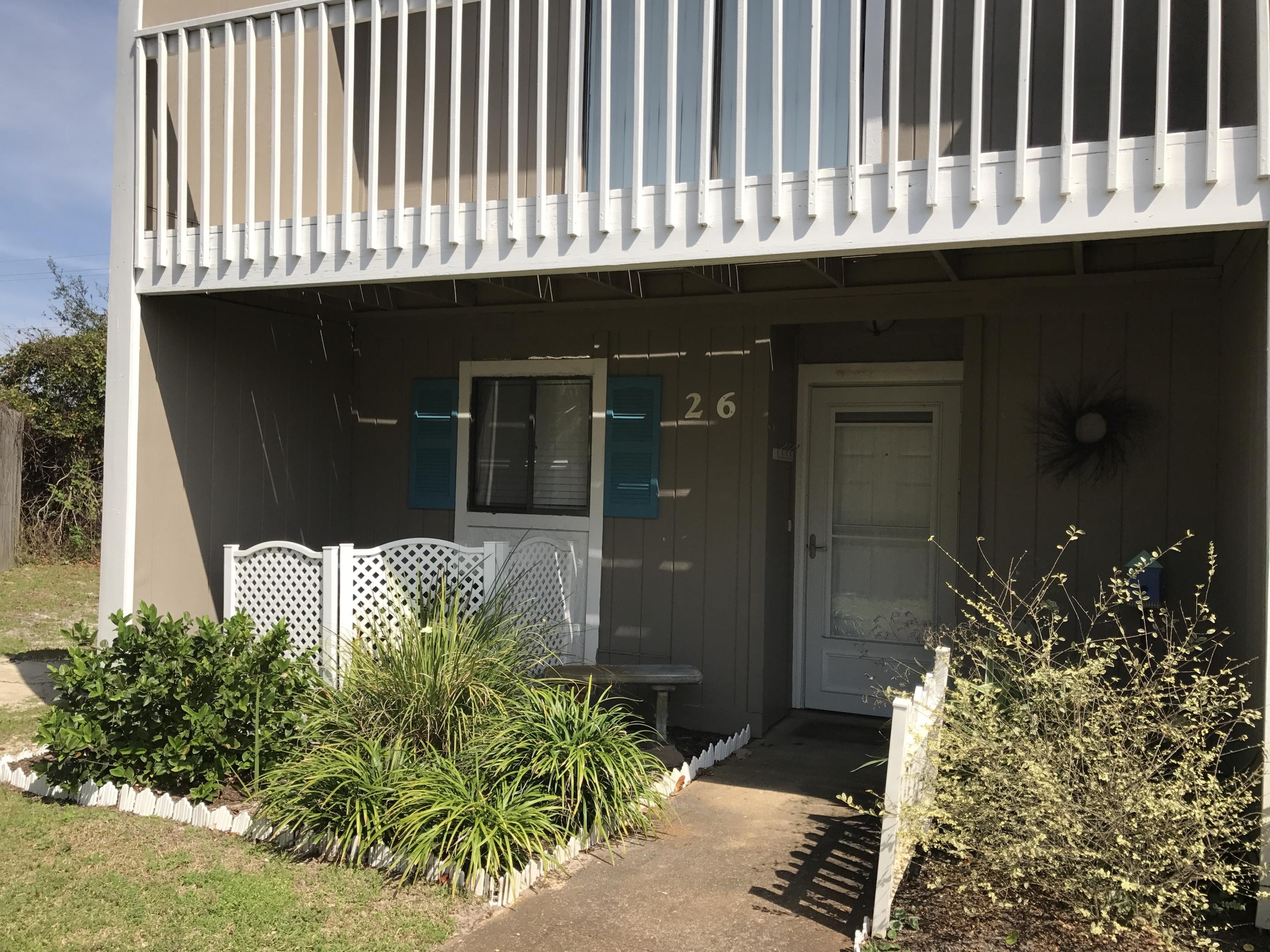 Beautiful end unit, 2-story townhouse in a great location close to the beach, grocery, and the Destin harbor. The unit features 2 large bedrooms with in suite full bathrooms and large closets. Updated kitchen with stainless steel appliances including dishwasher, refrigerator and built-in microwave. Large pantry with breakfast bar, new cabinets and counter tops. Half bath down stairs and large living room with wood burning fire place. Wood grain laminate floors upstairs, tile downstairs.
Large community pool.