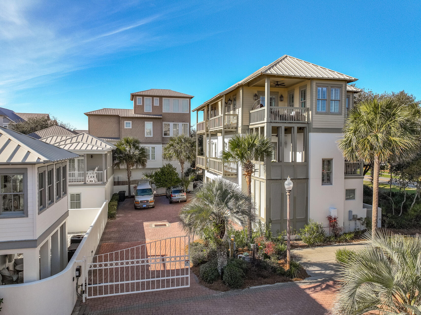 Luxury townhome south of 30A.  Gated with gulf views, beach access. Over 2,000 square feet plus two car garage. Located in a gated community south of 30A, this beautifully maintained townhome is looking for the perfect owner. Sold fully furnished with some minor exclusions, and is turnkey ready. So whether it be the business savvy investor, the second home searcher, or someone looking for their primary residence, this property has a lot to offer. The plantation shutters, wood flooring throughout, and the inviting patios give you that beach bungalow feel while the granite countertops, lavish bathroom vanities, and ornate fixtures found throughout the home remind you of its elegance. On the 1st floor you will find the first of two guest suites, with private bathroom and owner's walk-in closet. 

On the 2nd floor you have the open living and entertaining area with two covered patios and a balcony, as well as a full bathroom with walk-in shower. The kitchen features all stainless steel appliances, granite countertops, and large kitchen island. On the 3rd floor you will find the second guest suite with private bathroom, washer/dryer closet, and your primary suite. The primary suite boasts both a balcony and covered patio with private seating area and Gulf views. The master bath features a walk-in shower as well as a spacious walk-in closet with built-in shelving.

The community of Sunset Beach is located in the larger community of the Villas at Sunset Beach where the owners and visitors of Sunset Beach may use the community pool as well as access the beach. Supremely located south of 30A and between Alys Beach and Rosemary Beach. Easily stroll or ride to nearby restaurants and entertainment. Heading to the West you have the beautiful modern Mediterranean elegance of Alys Beach while heading to the East you can enjoy the lush greenery and European-inspired architecture of Rosemary Beach. Don't wait, make an appointment to show Sunset Beach Unit 1 TODAY!